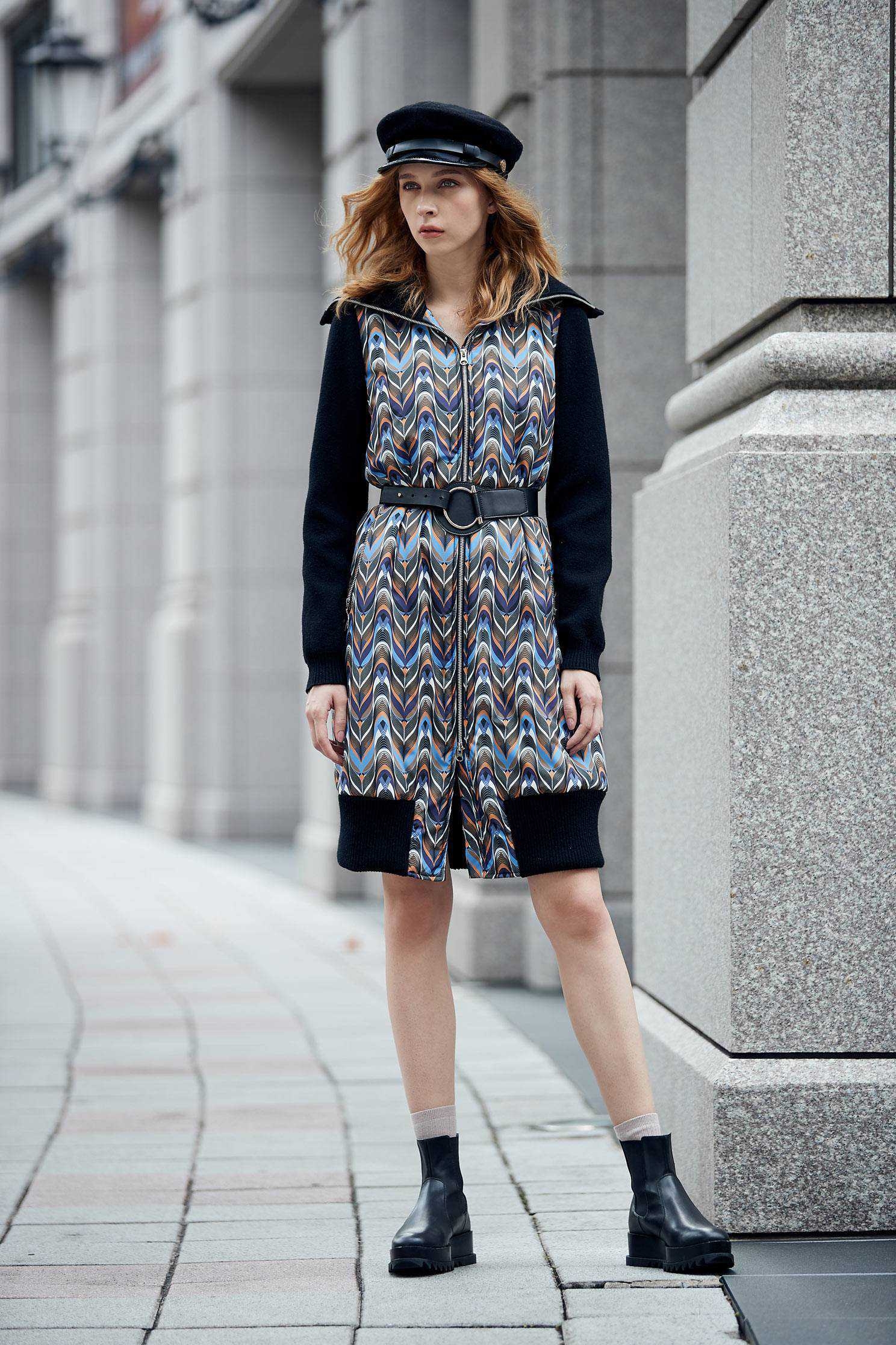 Stitching pattern popular design short-sleeved dress,printeddress,longsleevedress