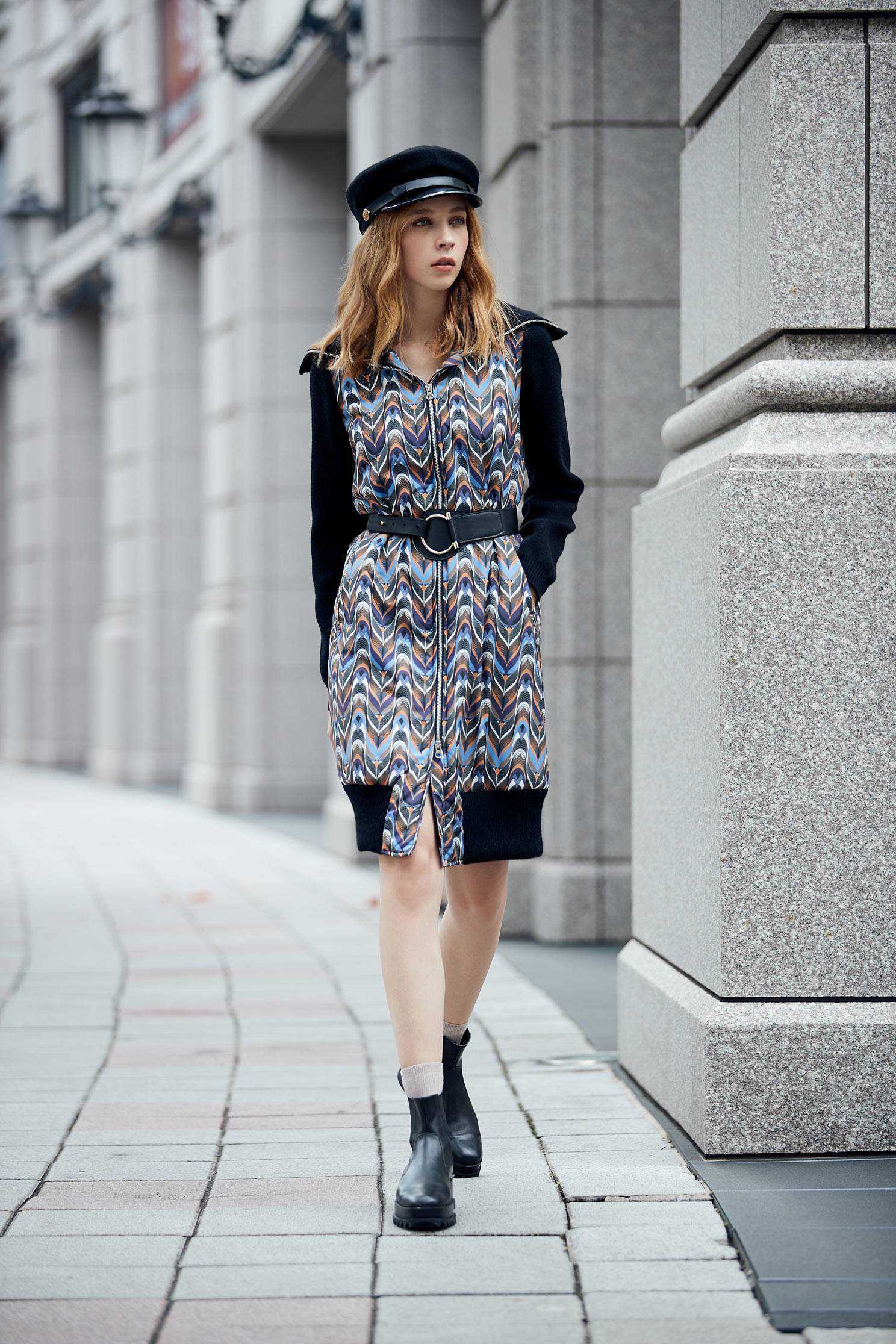 Stitching pattern popular design short-sleeved dress,printeddress,longsleevedress