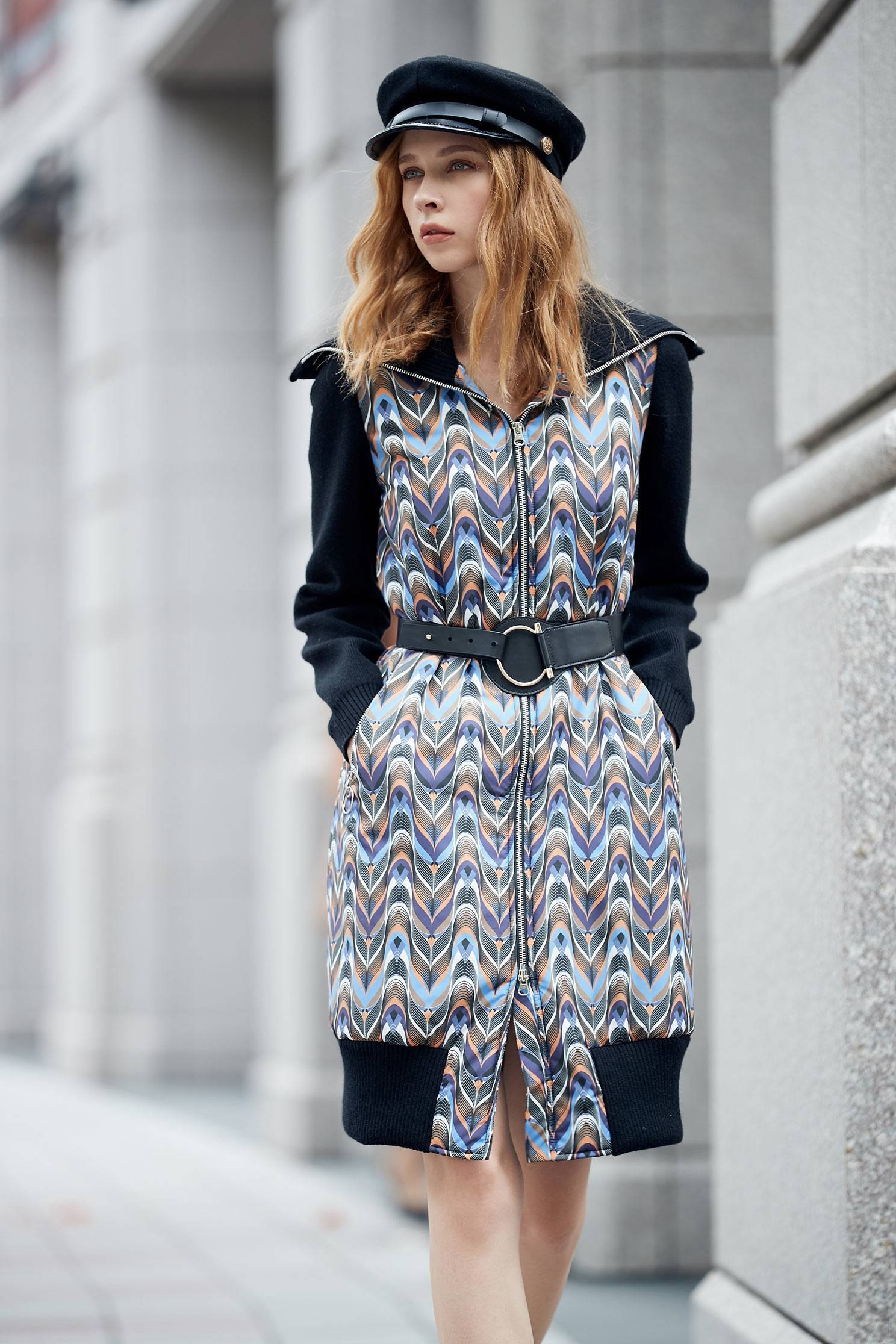 Stitching pattern popular design short-sleeved dress,printeddress,longsleevedress