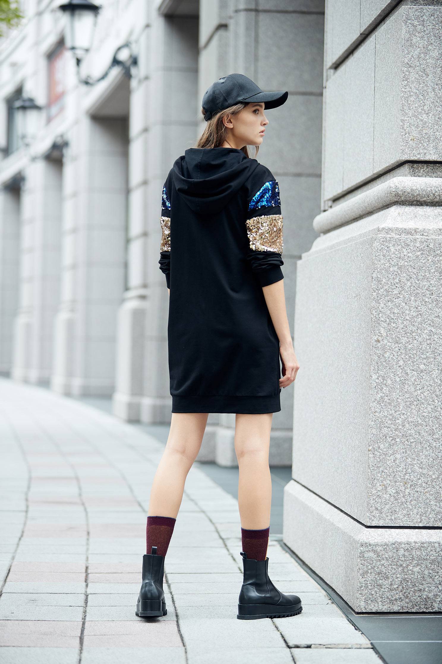 Sequin Shirt Long Sleeve hoodie dress,dress,longsleevedress