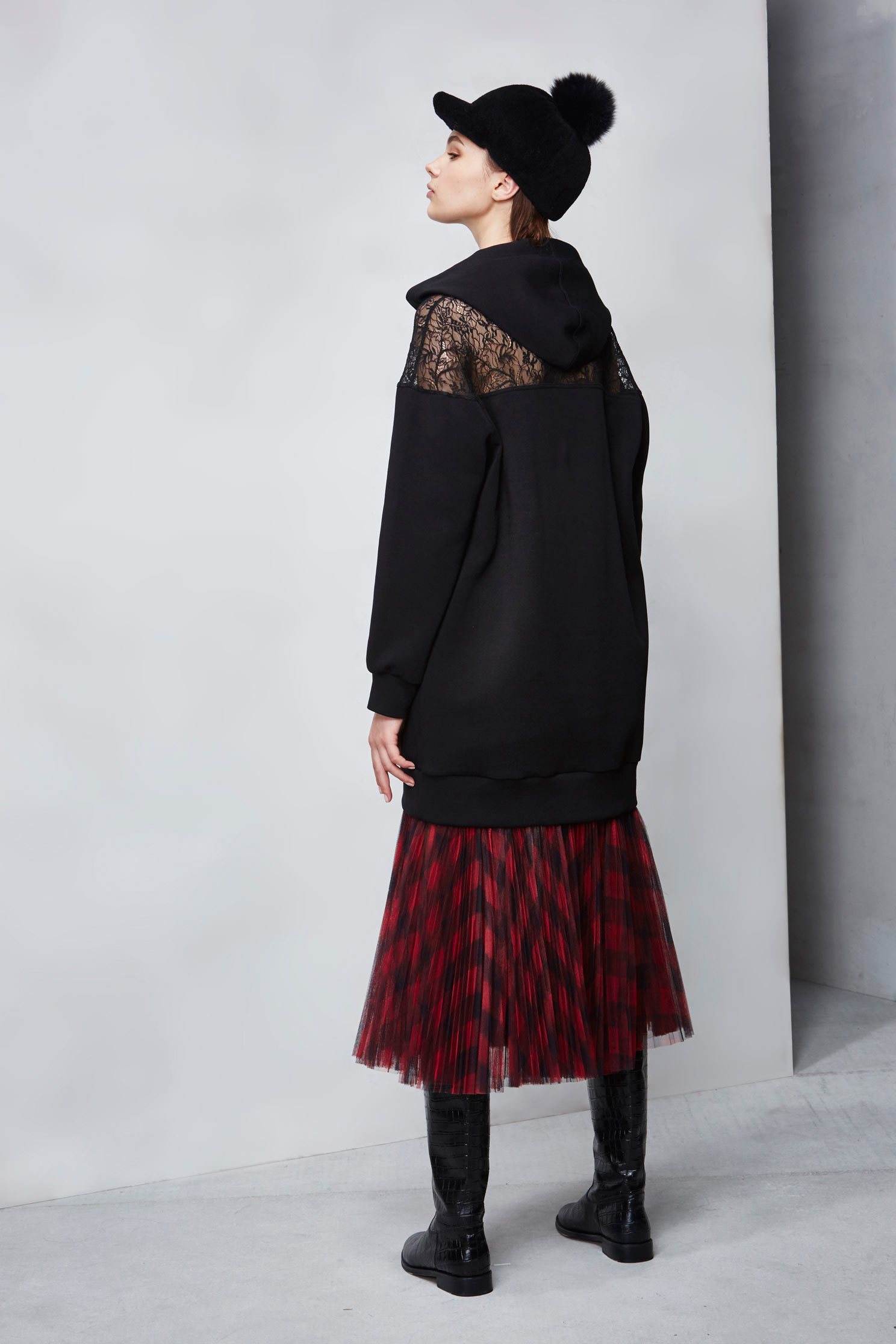 Embroidered fashion hoodie,Dress,embroidery,刺繡洋裝,Cocktail Dress,embroidered,Lace,Lace Dress,透膚洋裝,長袖洋裝,Black dress
