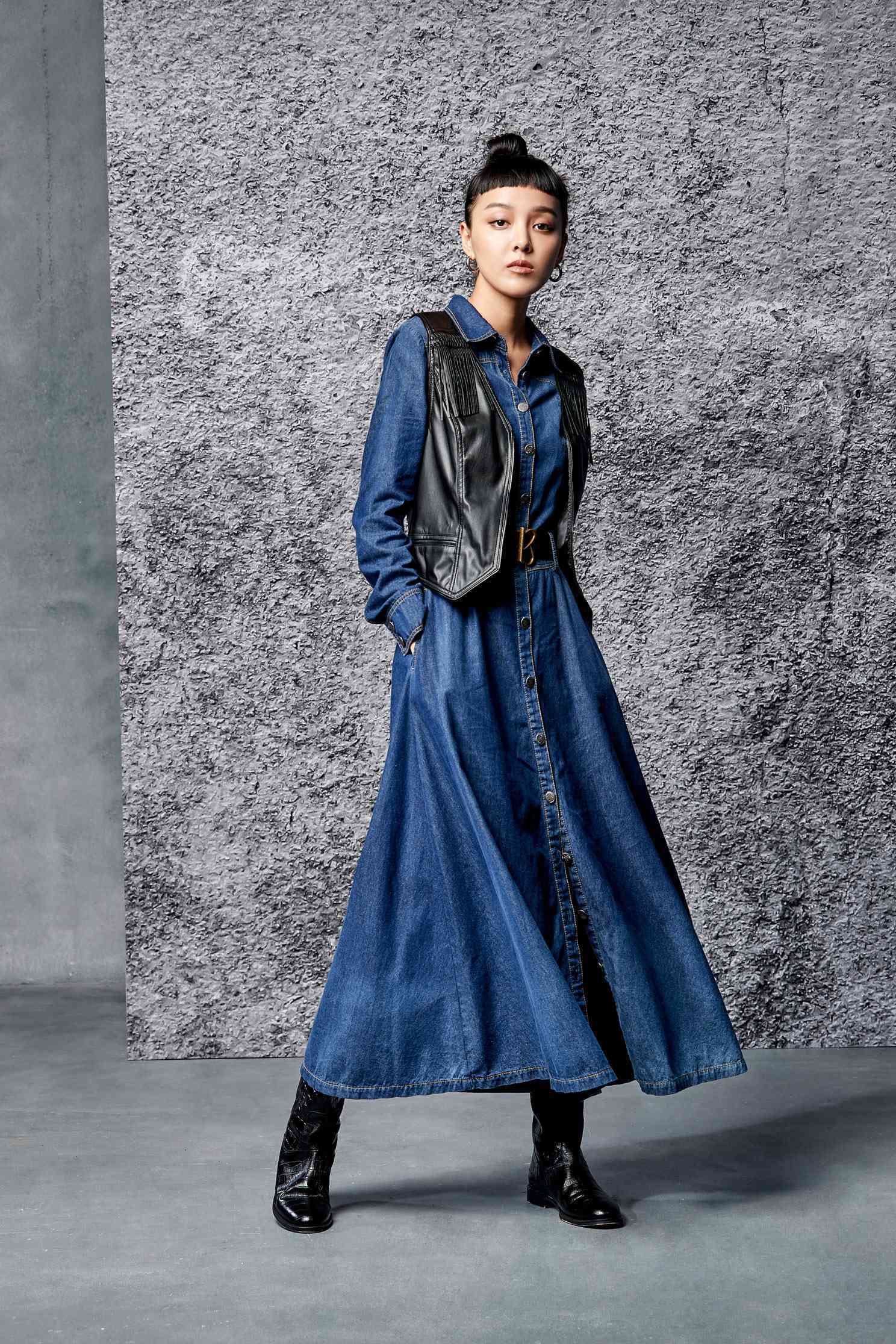 Denim street hip-hop dress,tanning,casualdress,cowboy,valentine,cotton,longdress,longsleevedress