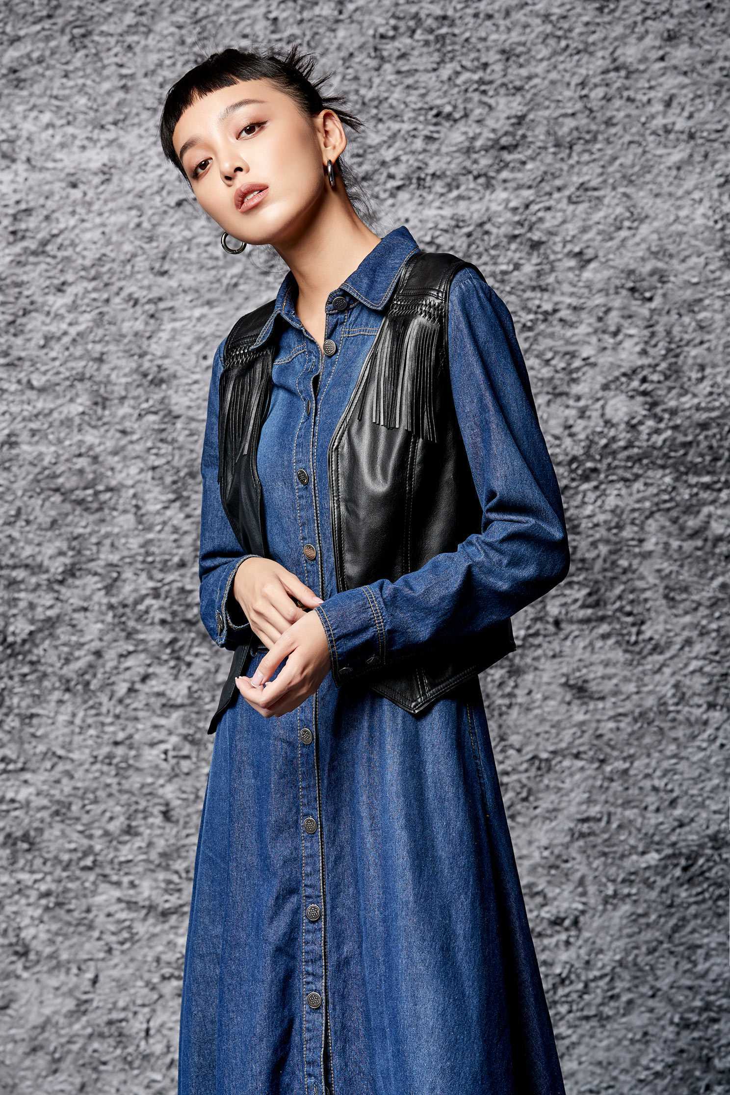 Denim street hip-hop dress,tanning,casualdress,cowboy,valentine,cotton,longdress,longsleevedress