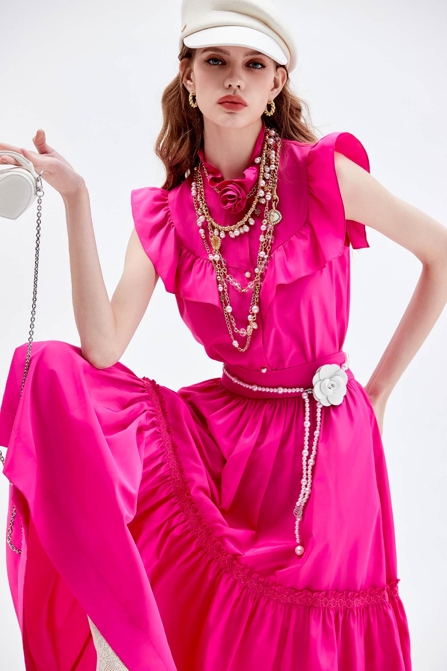 光澤感閃粉色上衣光澤感閃粉色上衣,一般背心,一般背心馬甲,上衣,秋冬穿搭,背心,荷葉