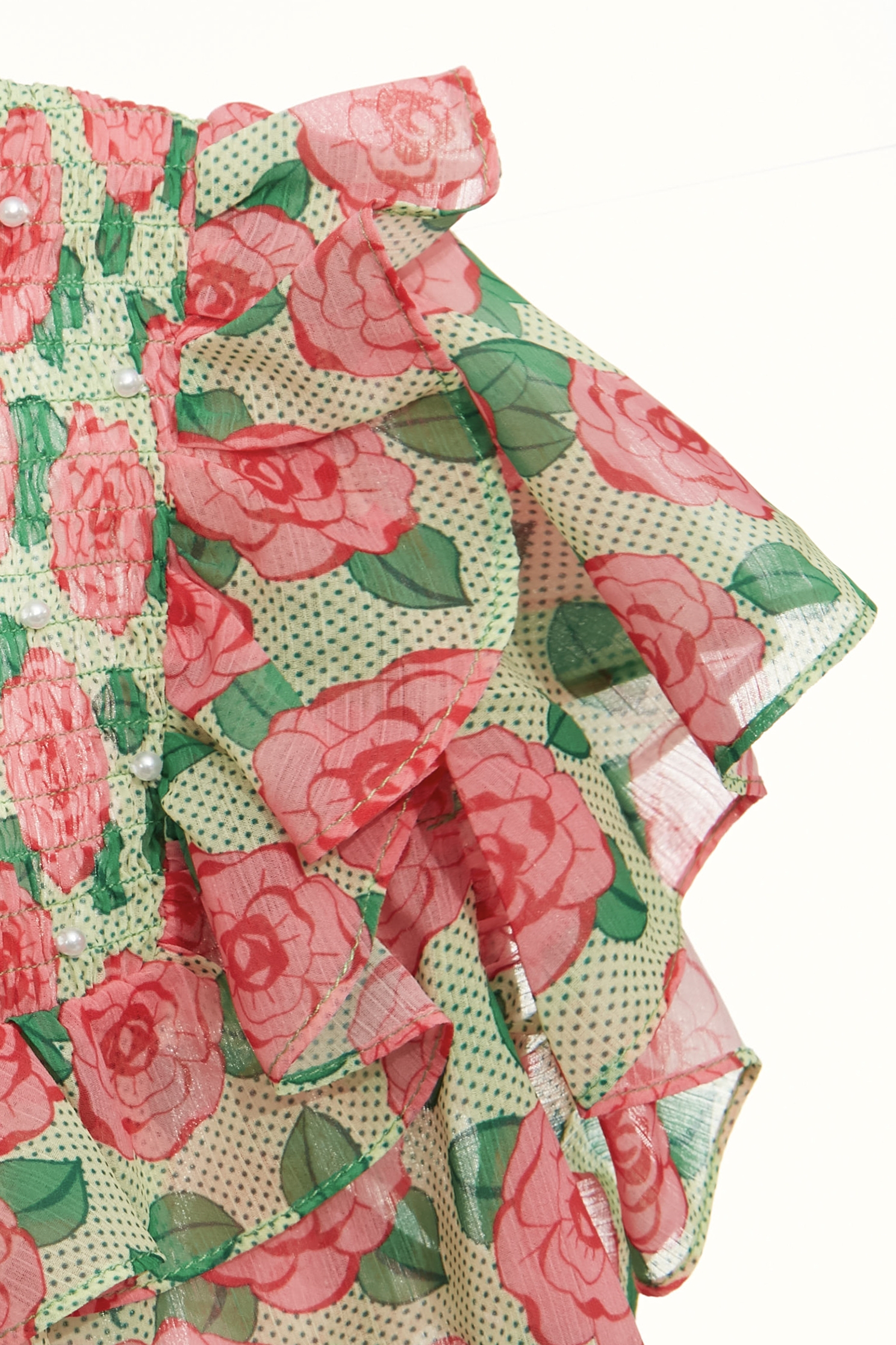 薔薇雪紡印花上衣薔薇雪紡印花上衣,一般背心,一般背心馬甲,上衣,人氣商品,刺繡,時髦成套搭配,無袖上衣,秋冬穿搭,背心,花花世界,荷葉,雪紡,雪紡上衣