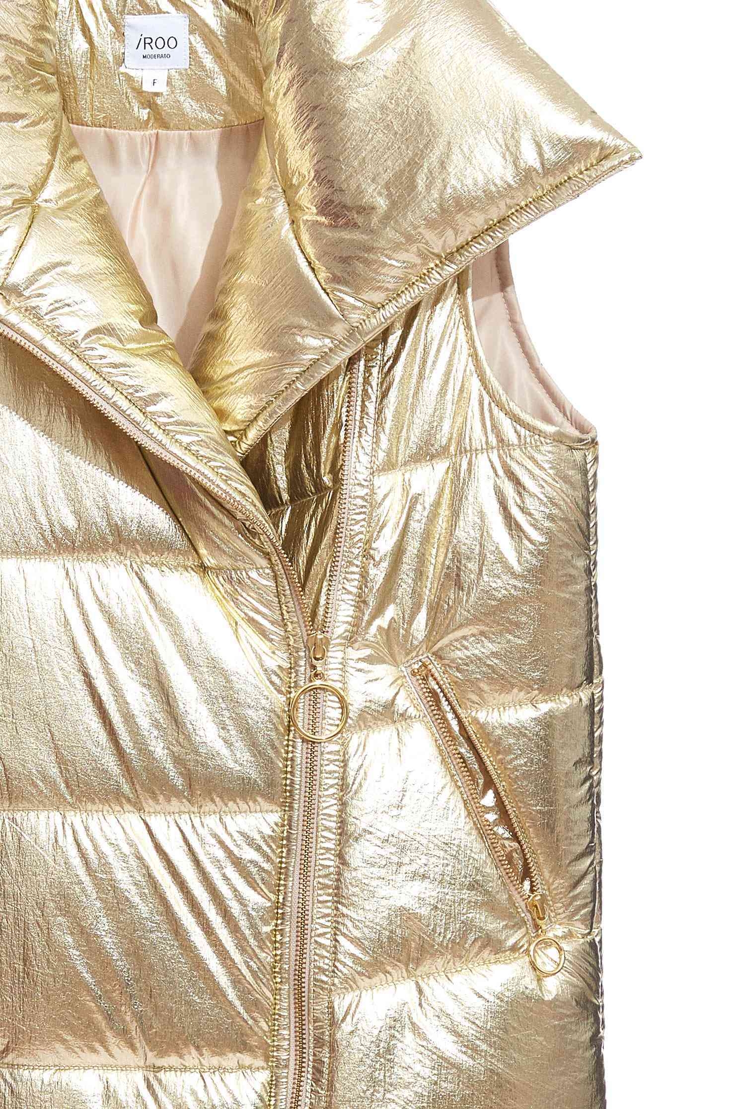 metallic puffer vest,vest