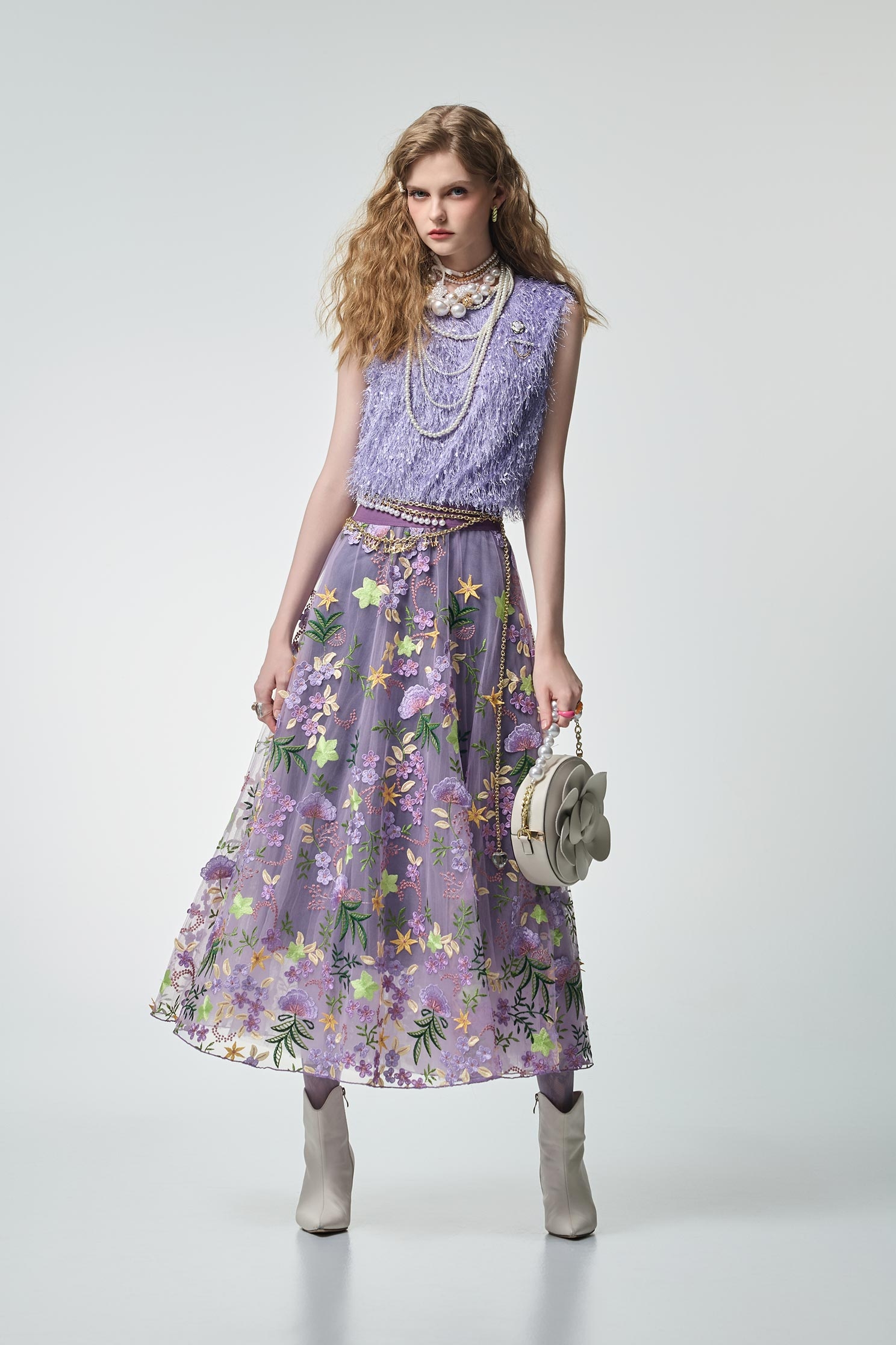 光澤感丁香紫睫毛上衣光澤感丁香紫睫毛上衣,一般背心,一般背心馬甲,上衣,無袖背心,珍珠,秋冬穿搭,約會特輯,背心