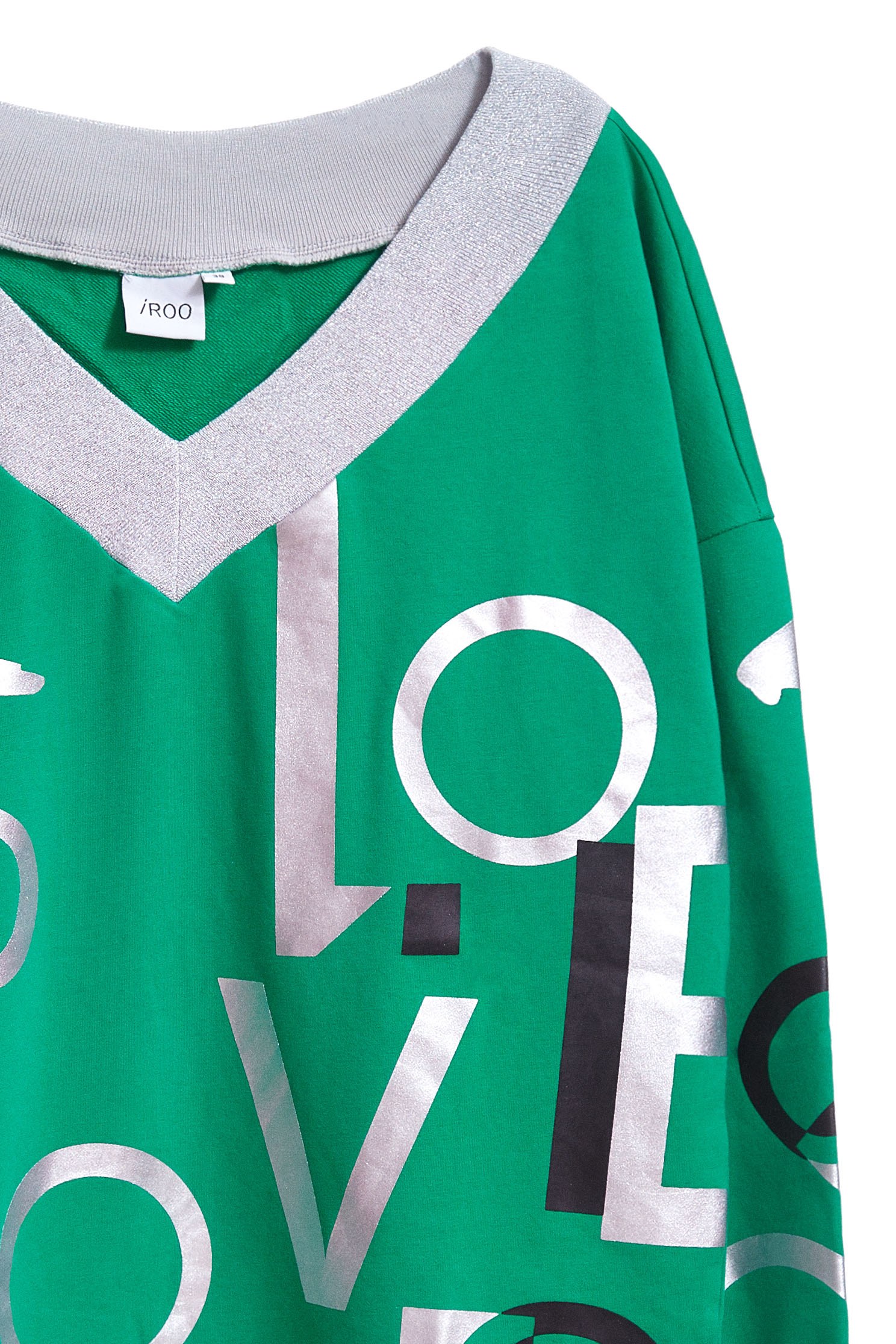 Lettering printing top in V neck,top,longsleevetop