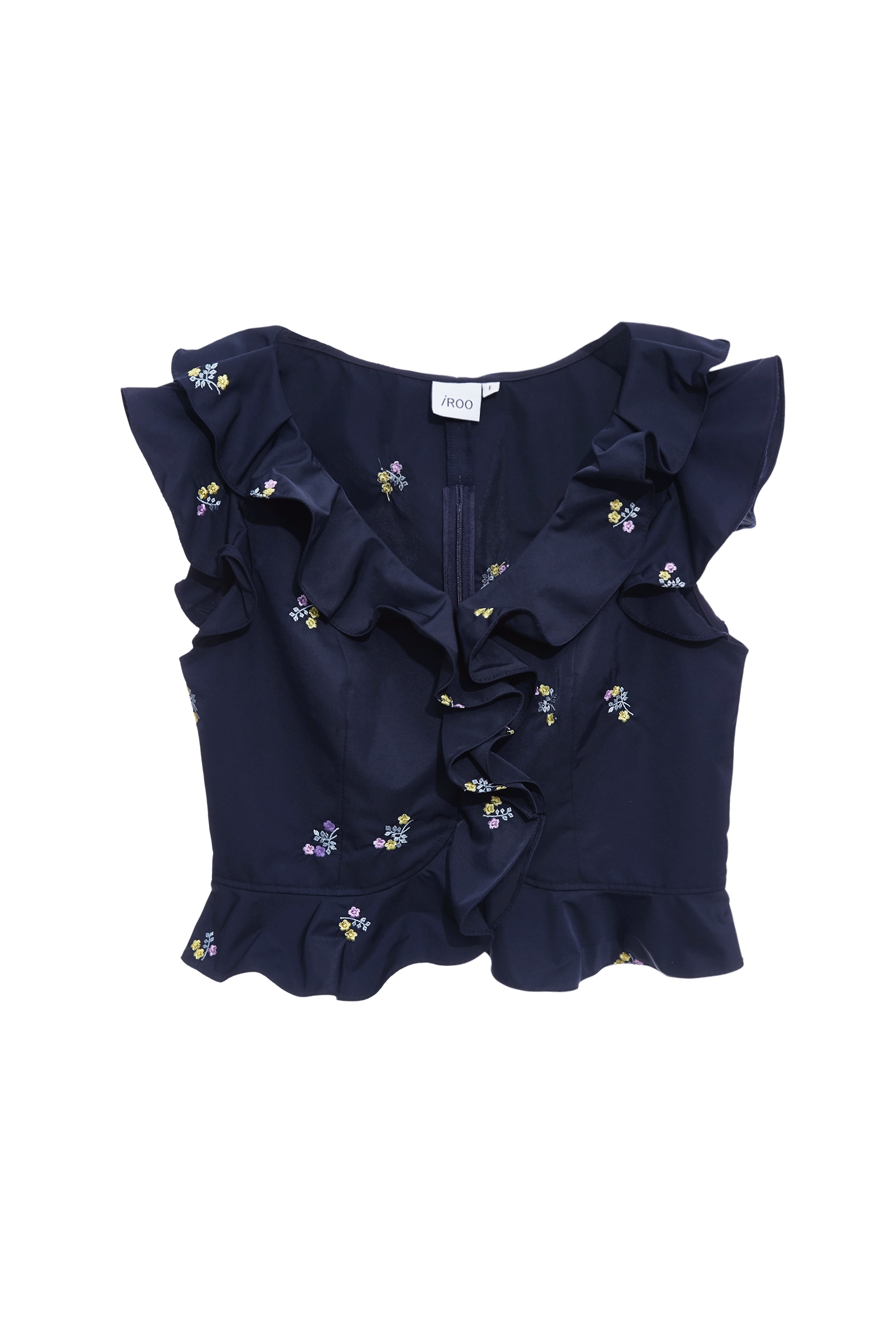 經典海軍藍彩色刺繡上衣經典海軍藍彩色刺繡上衣,一般背心,一般背心馬甲,上衣,刺繡,春夏穿搭,背心,荷葉