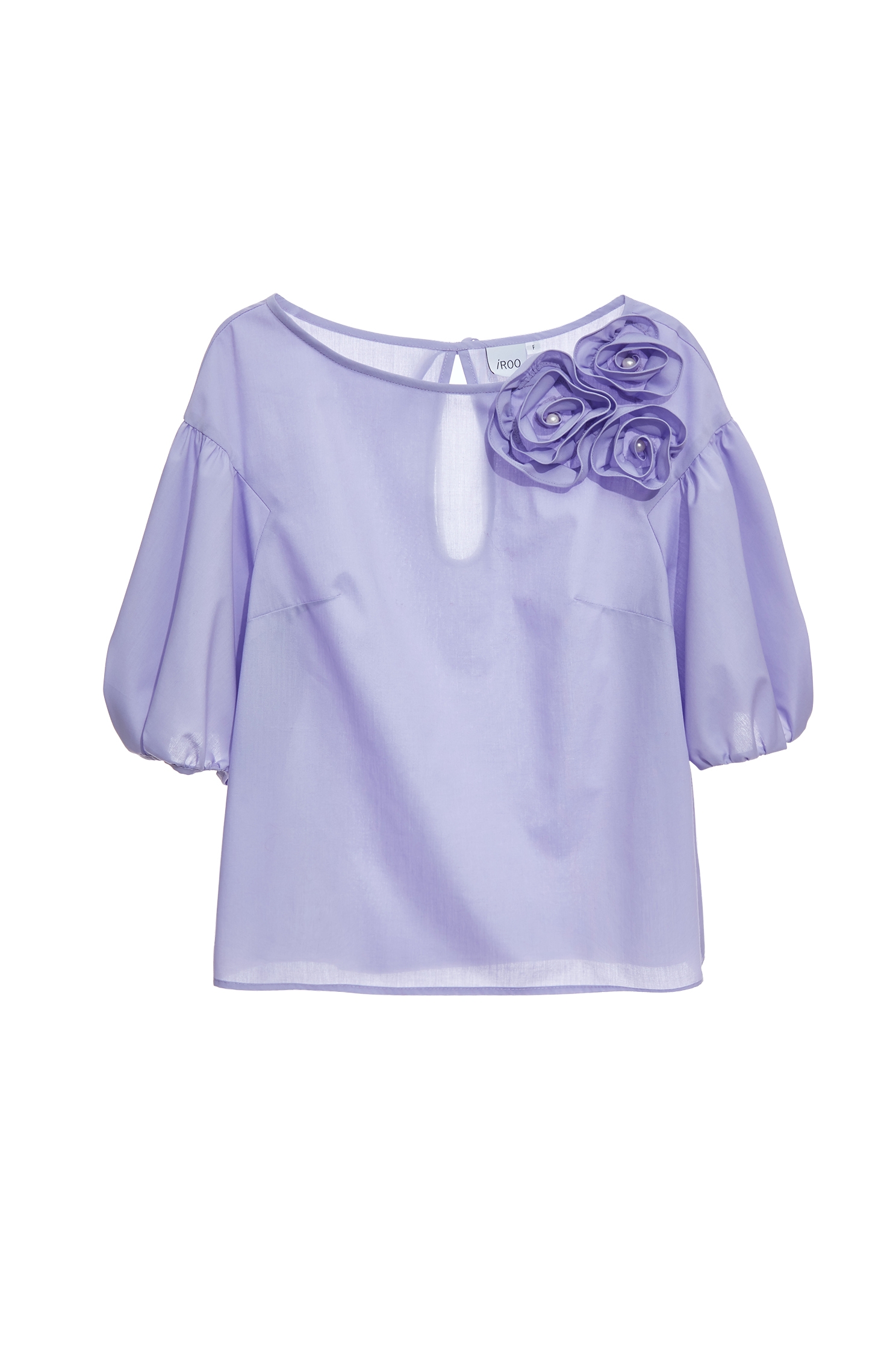 灰調葡萄紫花朵裝飾上衣灰調葡萄紫花朵裝飾上衣,上衣,人氣商品,春夏穿搭