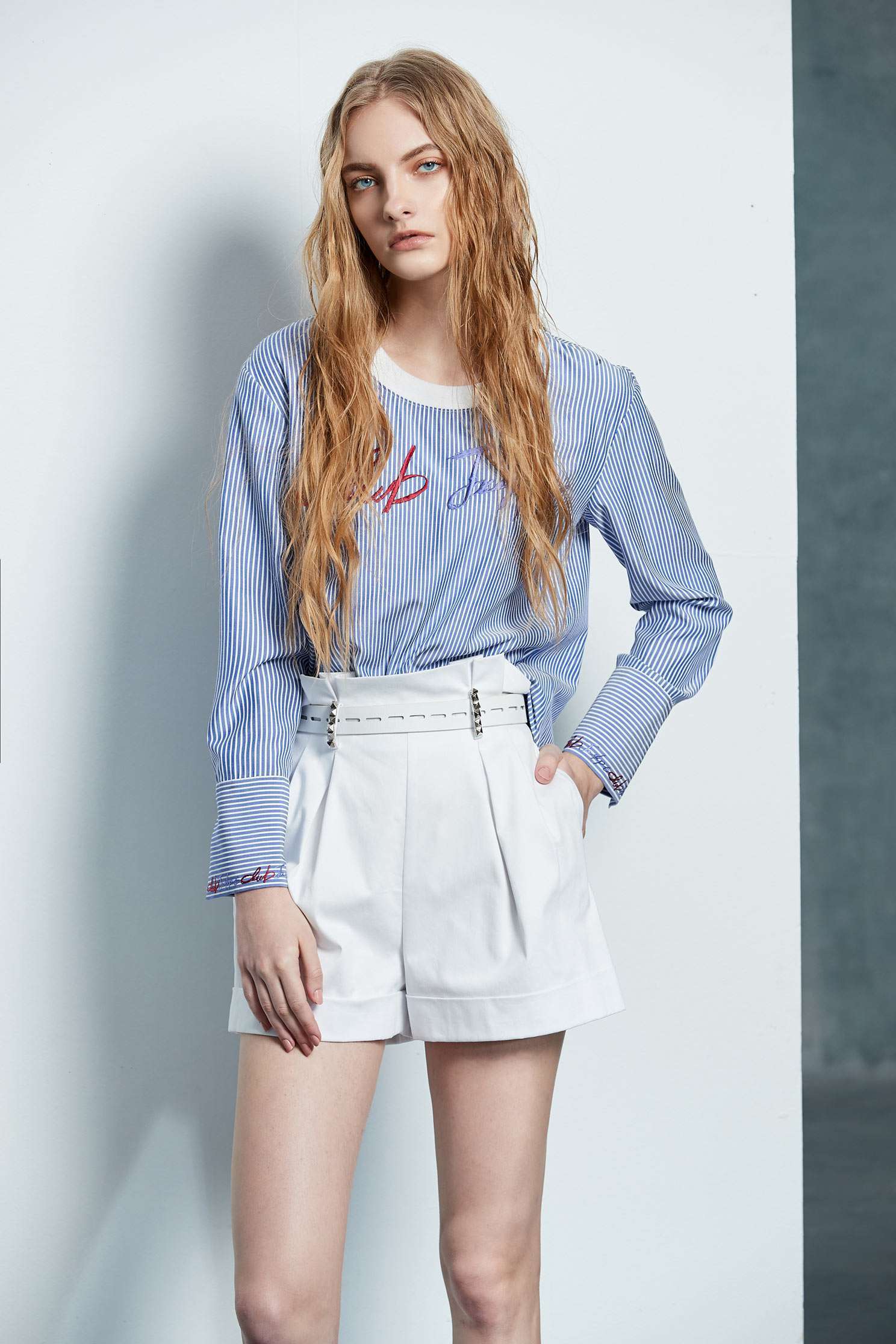 Straight striped pop top,t-shirt,top,embroidery,embroideredtop,roundnecktop,embroidered,embroideredtop,blouse,longsleevetop