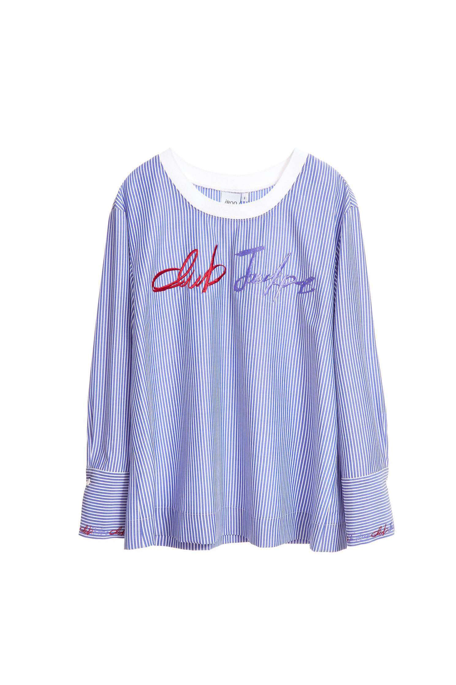 Straight striped pop top,t-shirt,top,embroidery,embroideredtop,roundnecktop,embroidered,embroideredtop,blouse,longsleevetop
