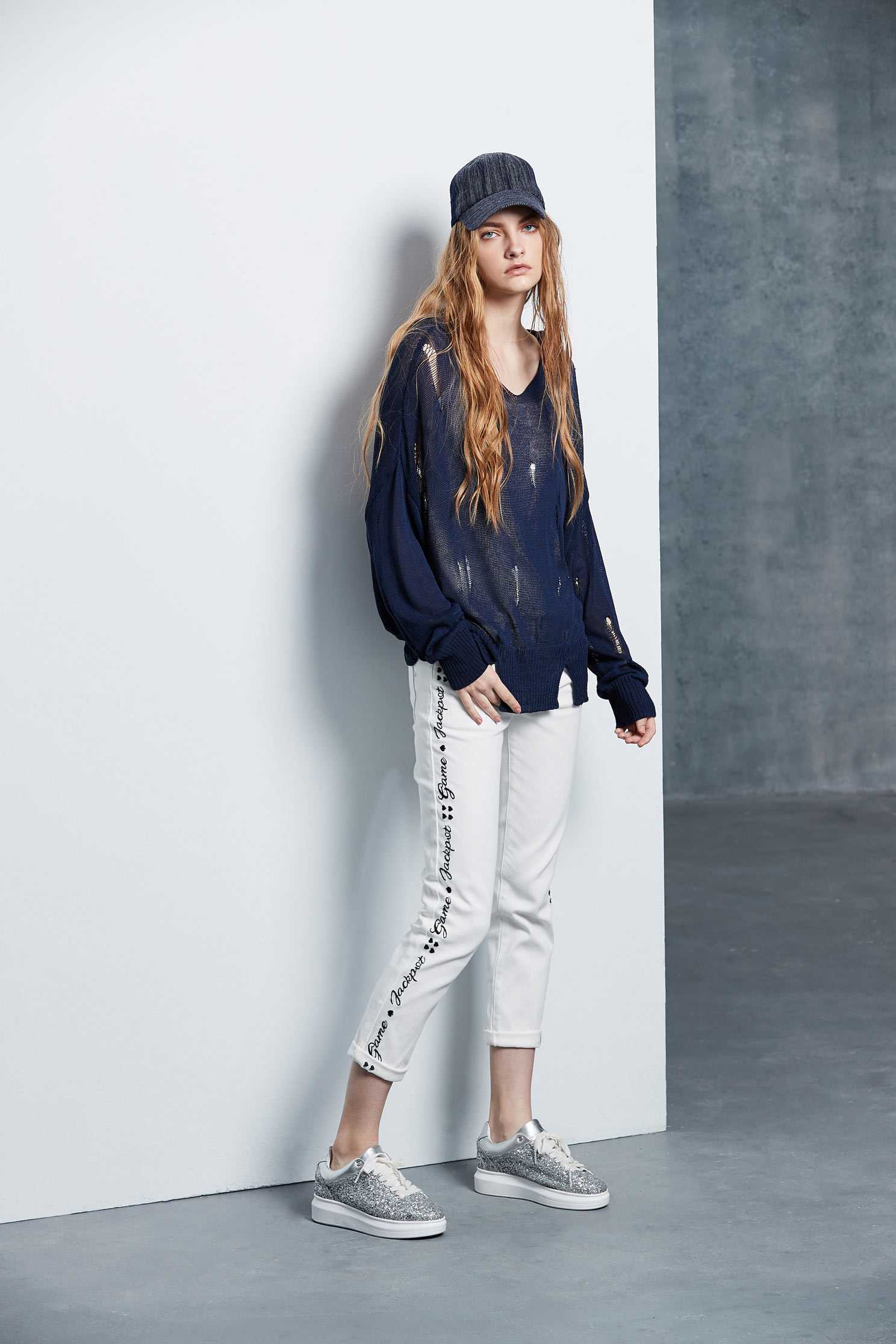 Hooded fashion long-sleeved top,top,rayon,knitting,knittedtop,knittedtop,longsleevetop