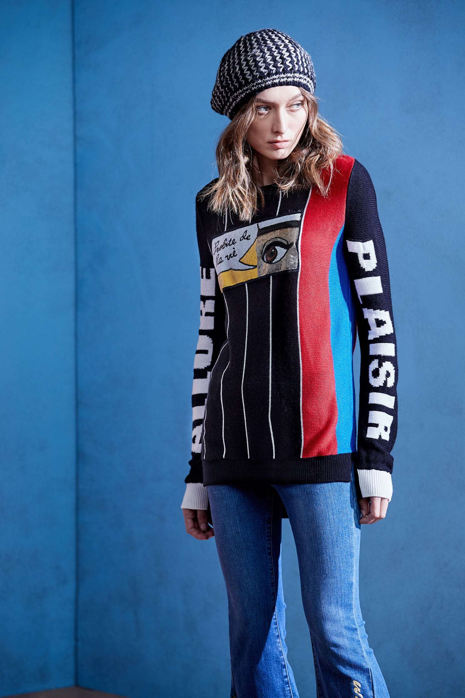 contrast knitwear,knitting,Knitted top,Knitted Top,長袖上衣