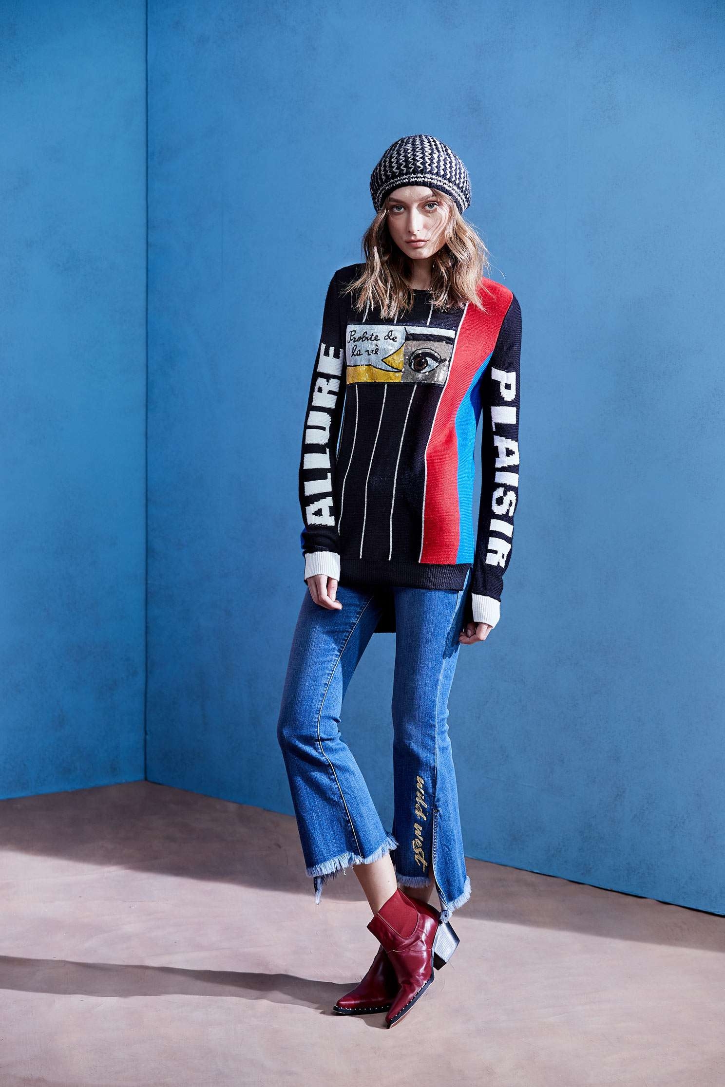 contrast knitwear,knitting,Knitted top,Knitted Top,長袖上衣