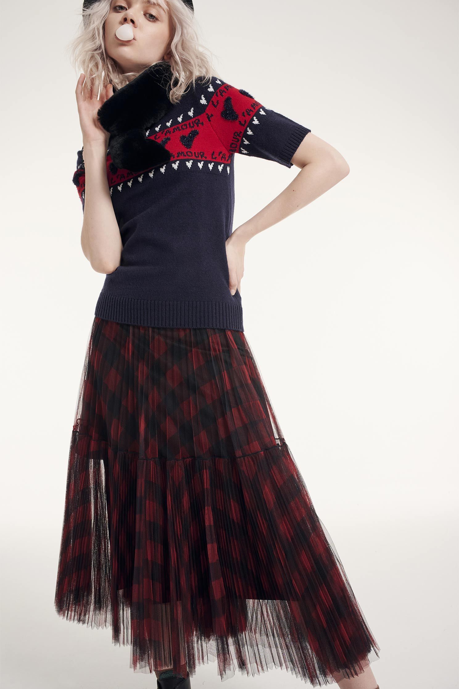Short-sleeved patterned knitwear,newyearred,shortsleevetop,knitting,knittedtop,knittedtop