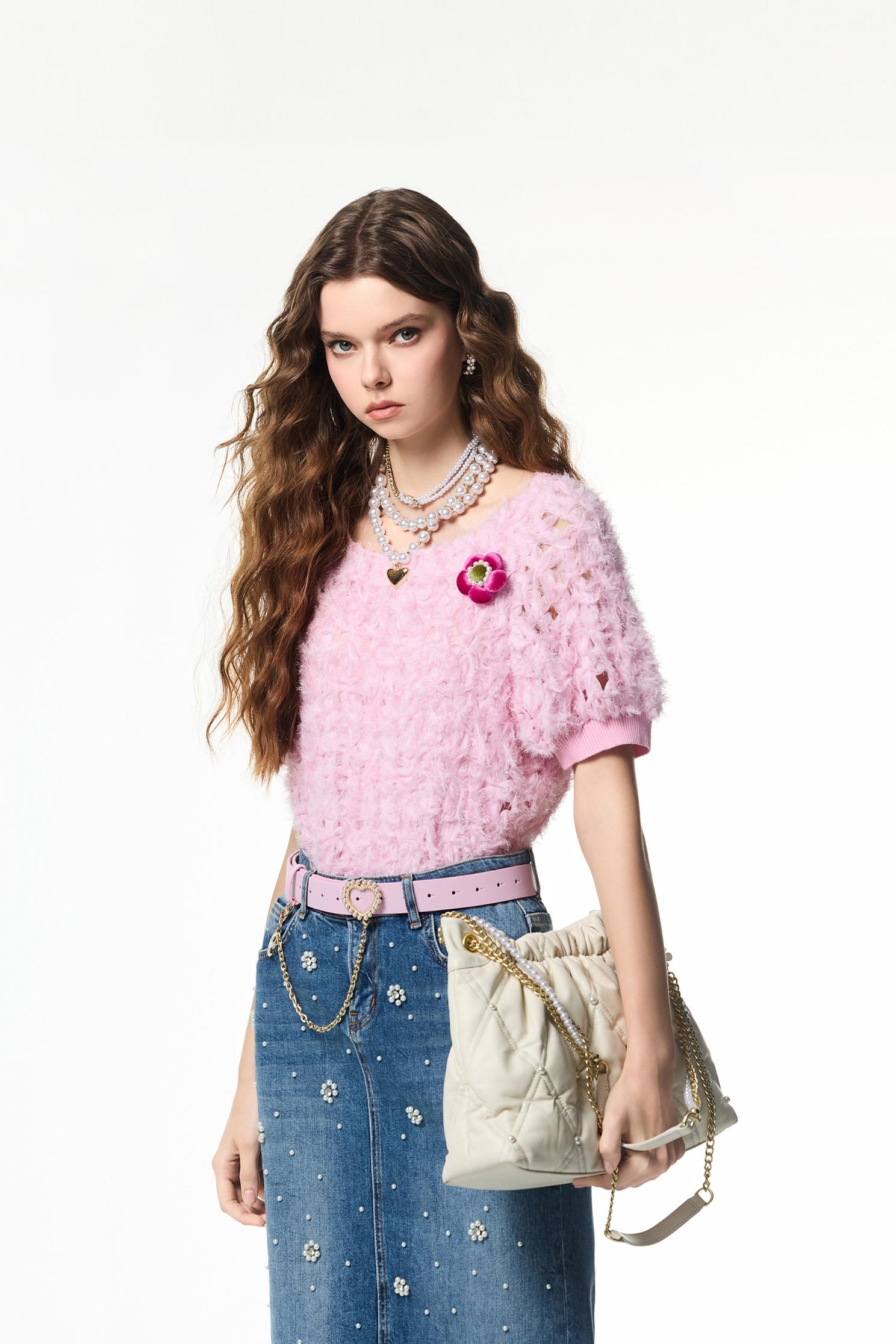 冬日粉臘色鬚邊上衣冬日粉臘色鬚邊上衣,上衣,人氣商品,秋冬穿搭