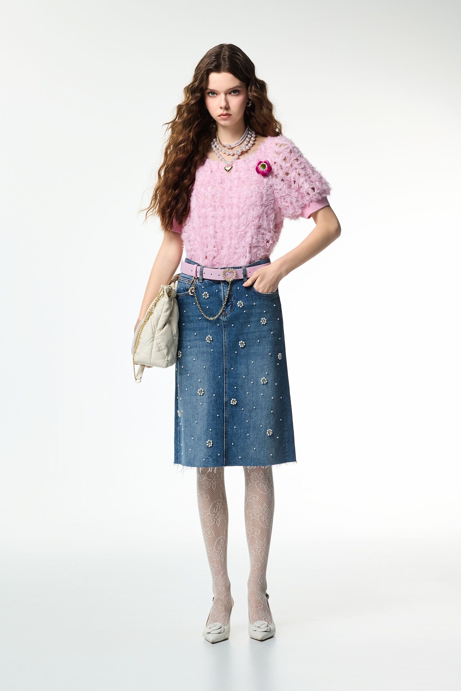 冬日粉臘色鬚邊上衣冬日粉臘色鬚邊上衣,上衣,人氣商品,秋冬穿搭