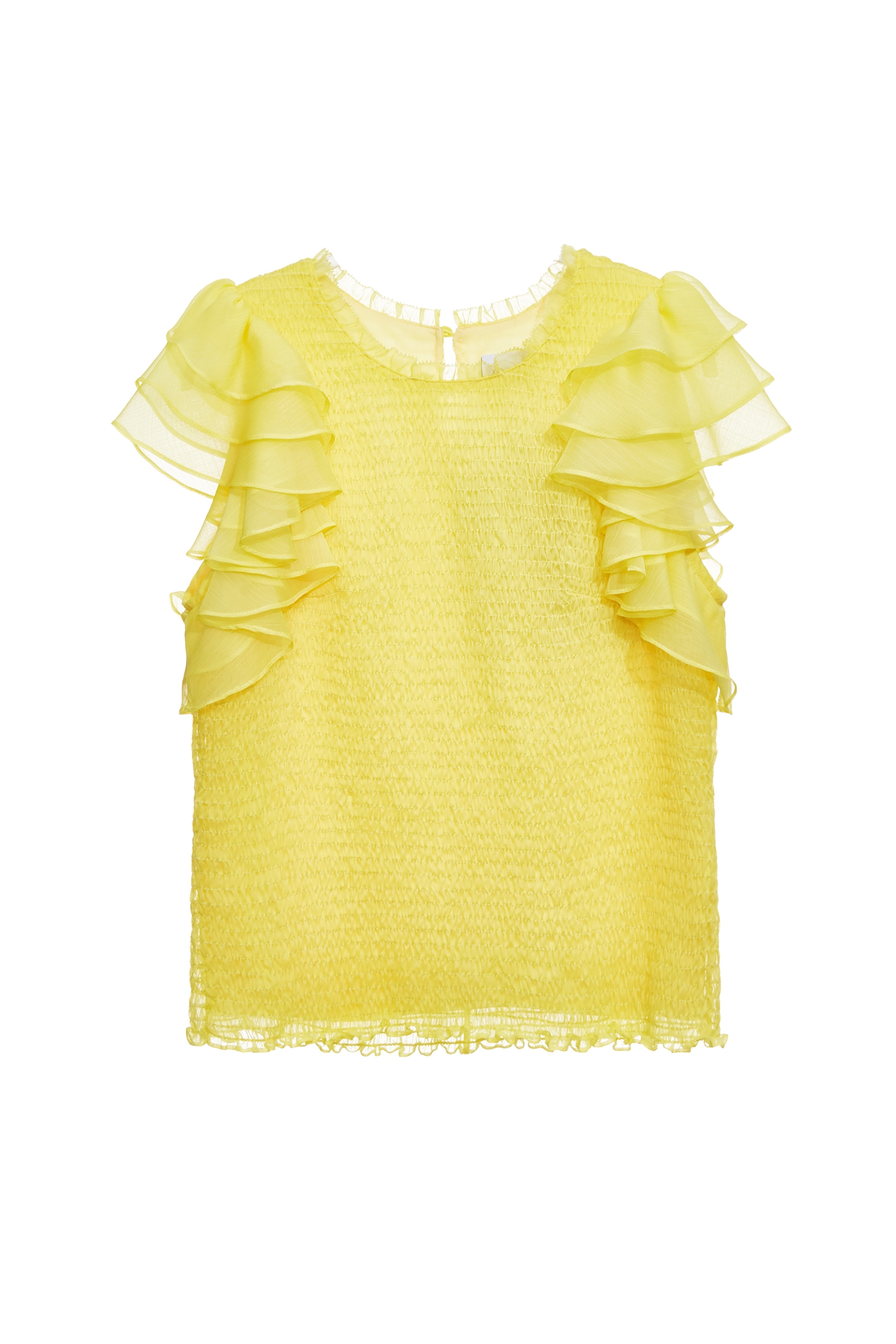 馬鞭草檸檬色雪紡荷葉袖上衣馬鞭草檸檬色雪紡荷葉袖上衣,上衣,人氣商品,春夏穿搭,無袖上衣,約會特輯,背心,荷葉,輕奢度假,輕奢渡假,雪紡,雪紡上衣