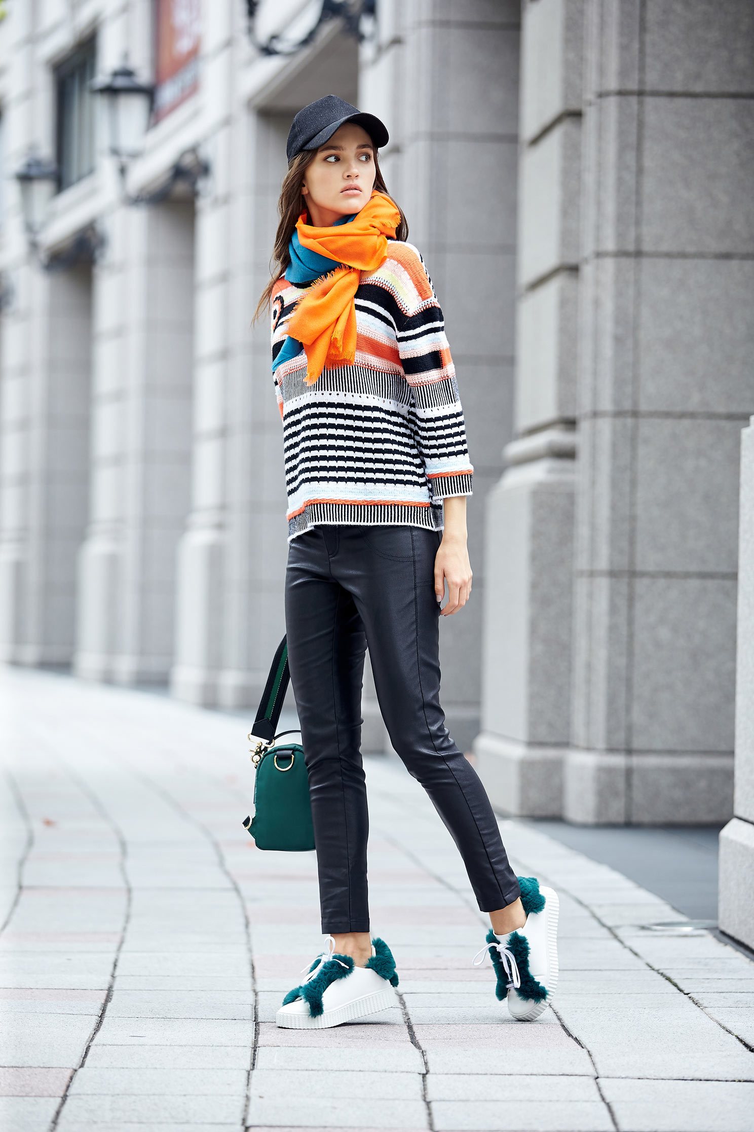 Irregular Stripe fashion tops,top,knitting,knittedtop,knittedtop,longsleevetop