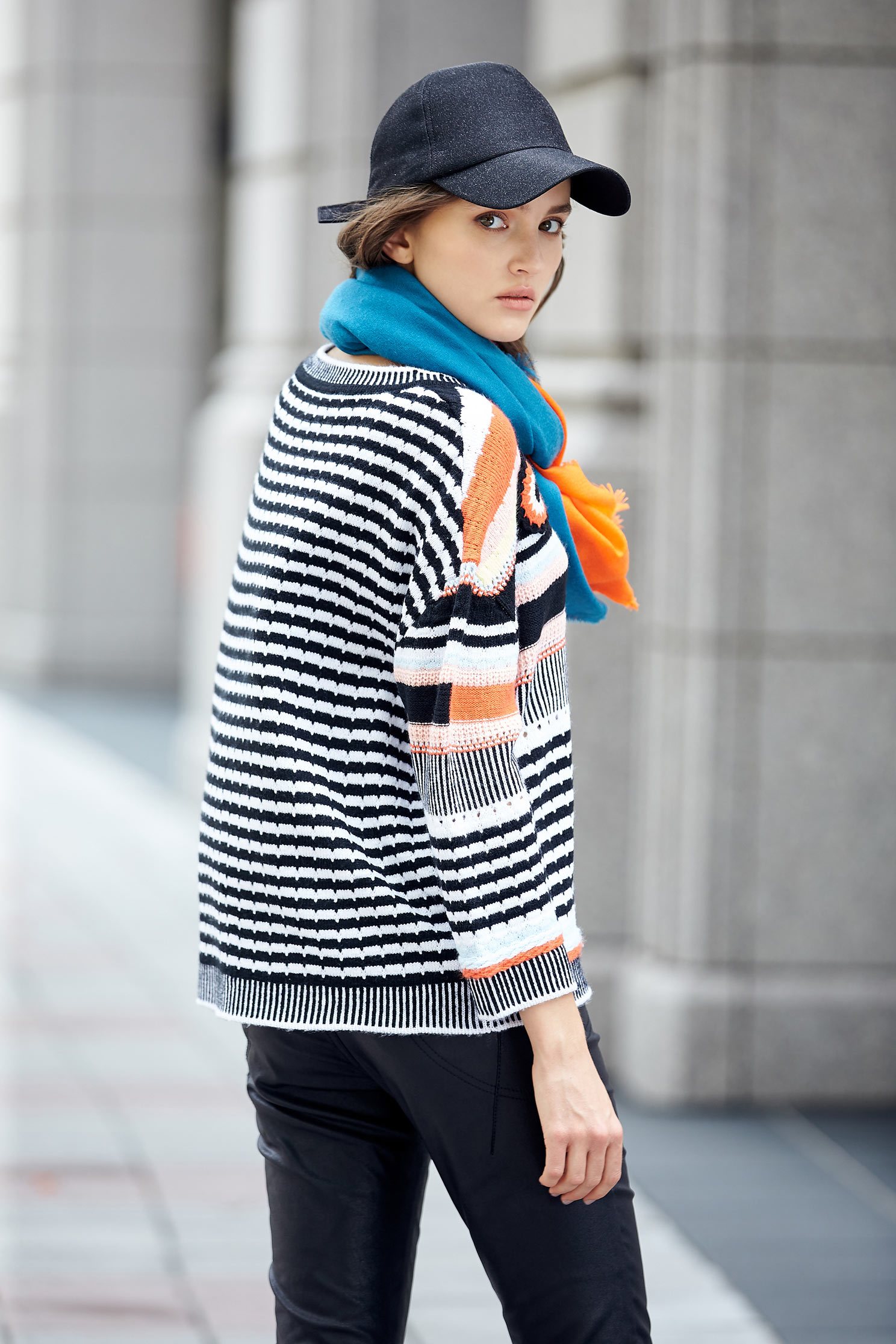 Irregular Stripe fashion tops,top,knitting,knittedtop,knittedtop,longsleevetop