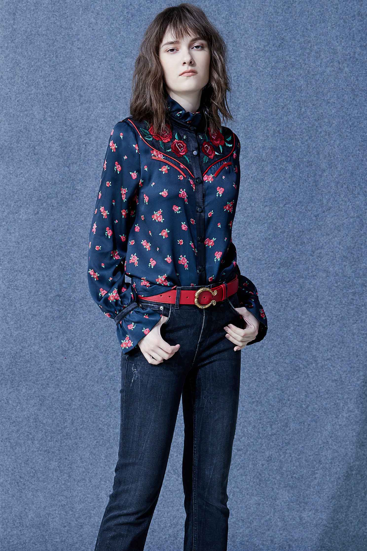 Printed flowy shirt,embroidery,embroideredtop,embroidered,embroideredtop,blouse,longsleevetop