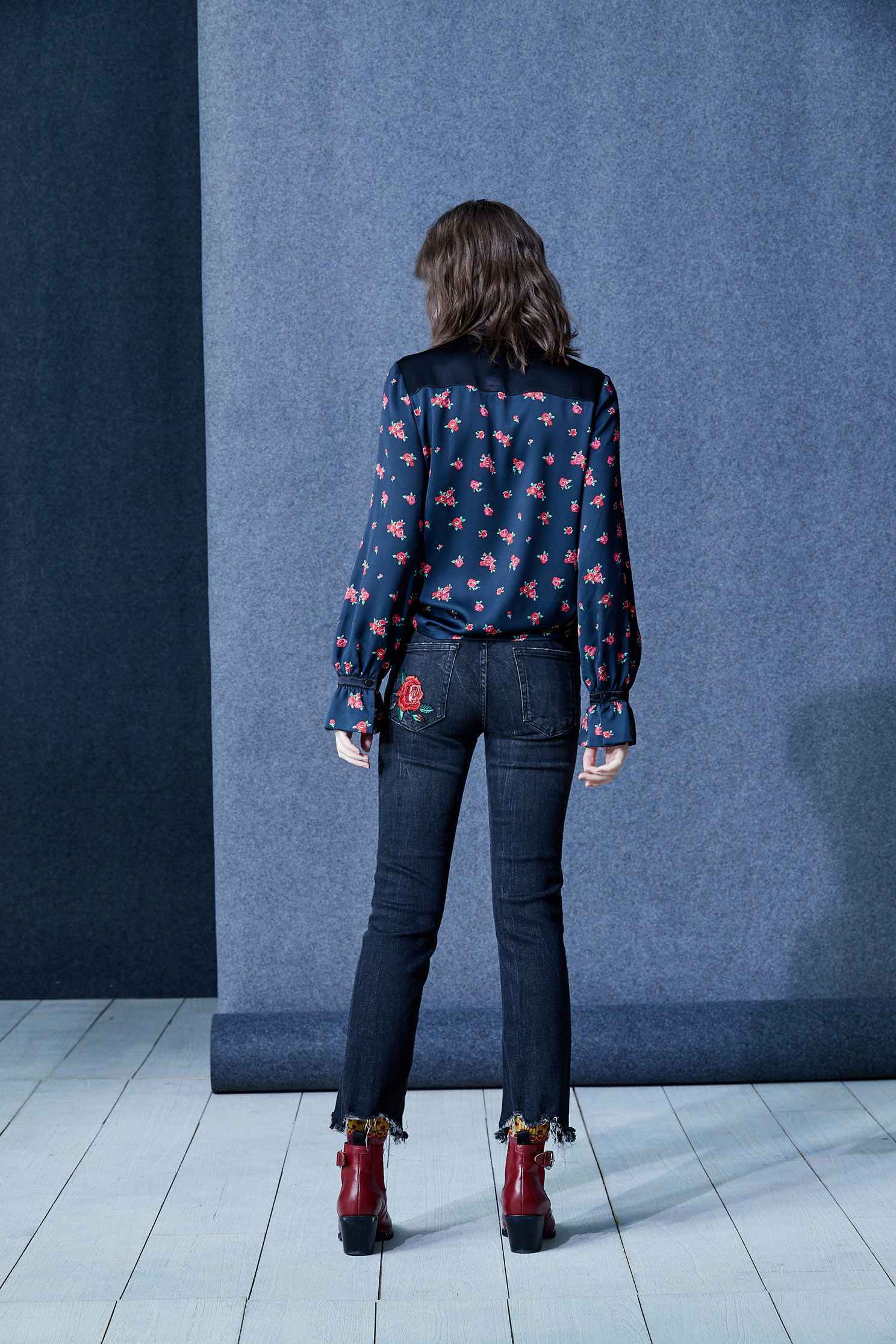 Printed flowy shirt,embroidery,embroideredtop,embroidered,embroideredtop,blouse,longsleevetop