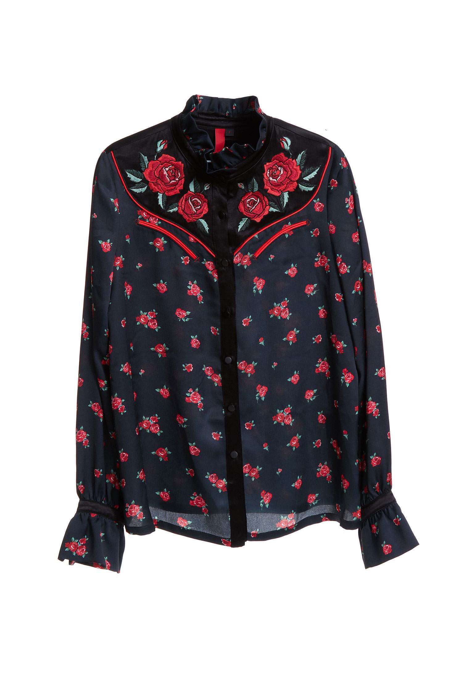 Printed flowy shirt,embroidery,embroideredtop,embroidered,embroideredtop,blouse,longsleevetop