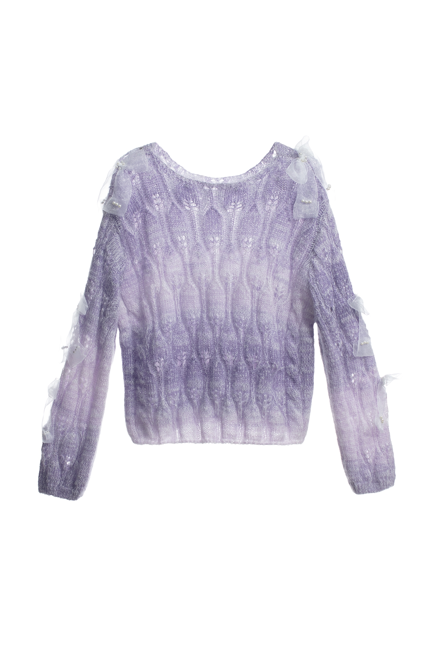 輕柔薰衣草色漸層針織上衣輕柔薰衣草色漸層針織上衣,上衣,人氣商品,珍珠,秋冬穿搭,蝴蝶結,針織,針織衫