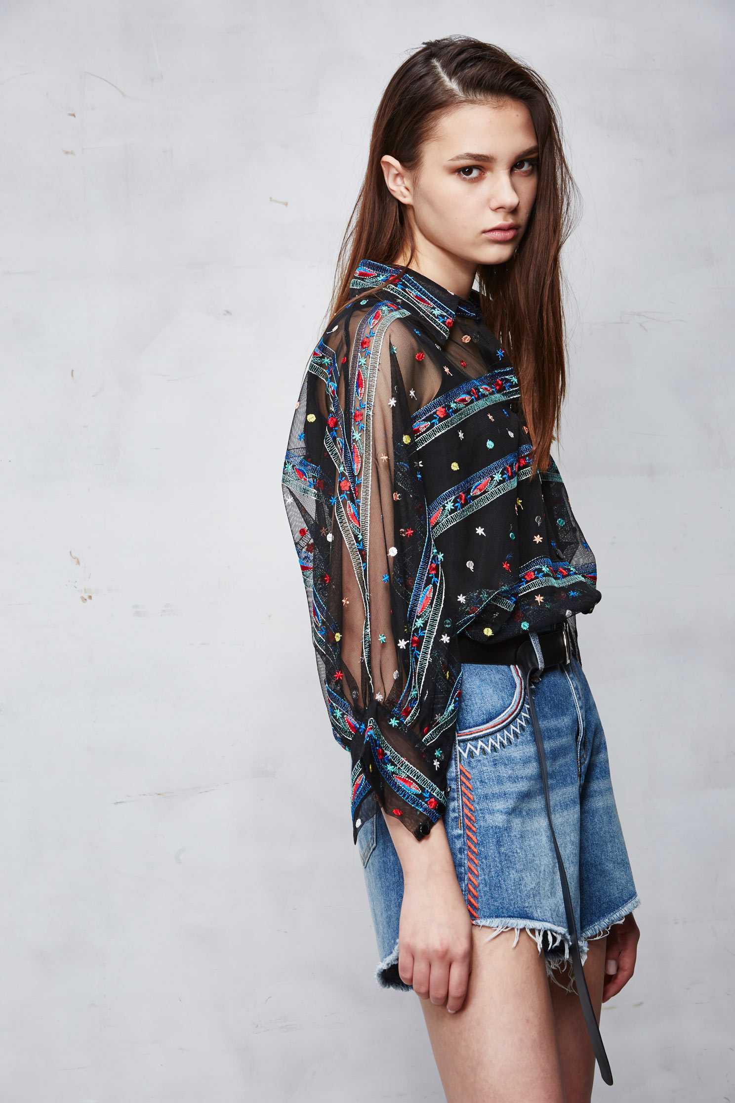 Embroidered street mesh top,Top,embroidery,刺繡上衣,Valentine,Mesh,embroidered,繡花上衣,長袖上衣