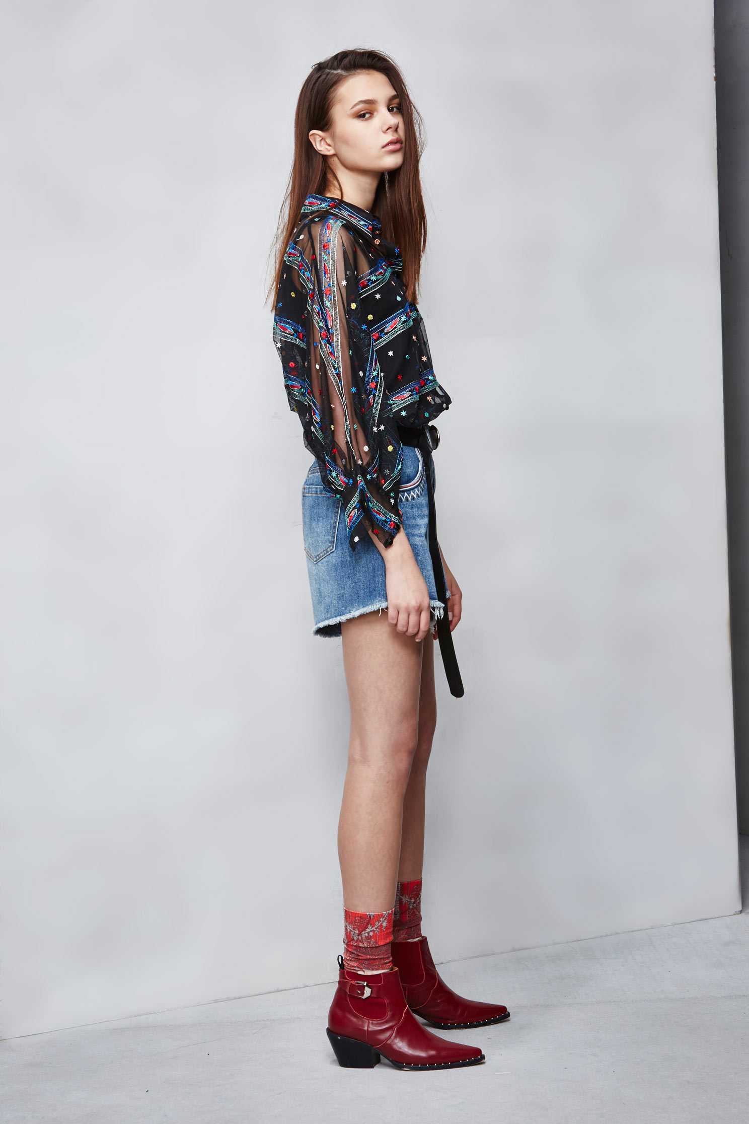 Embroidered street mesh top,Top,embroidery,刺繡上衣,Valentine,Mesh,embroidered,繡花上衣,長袖上衣