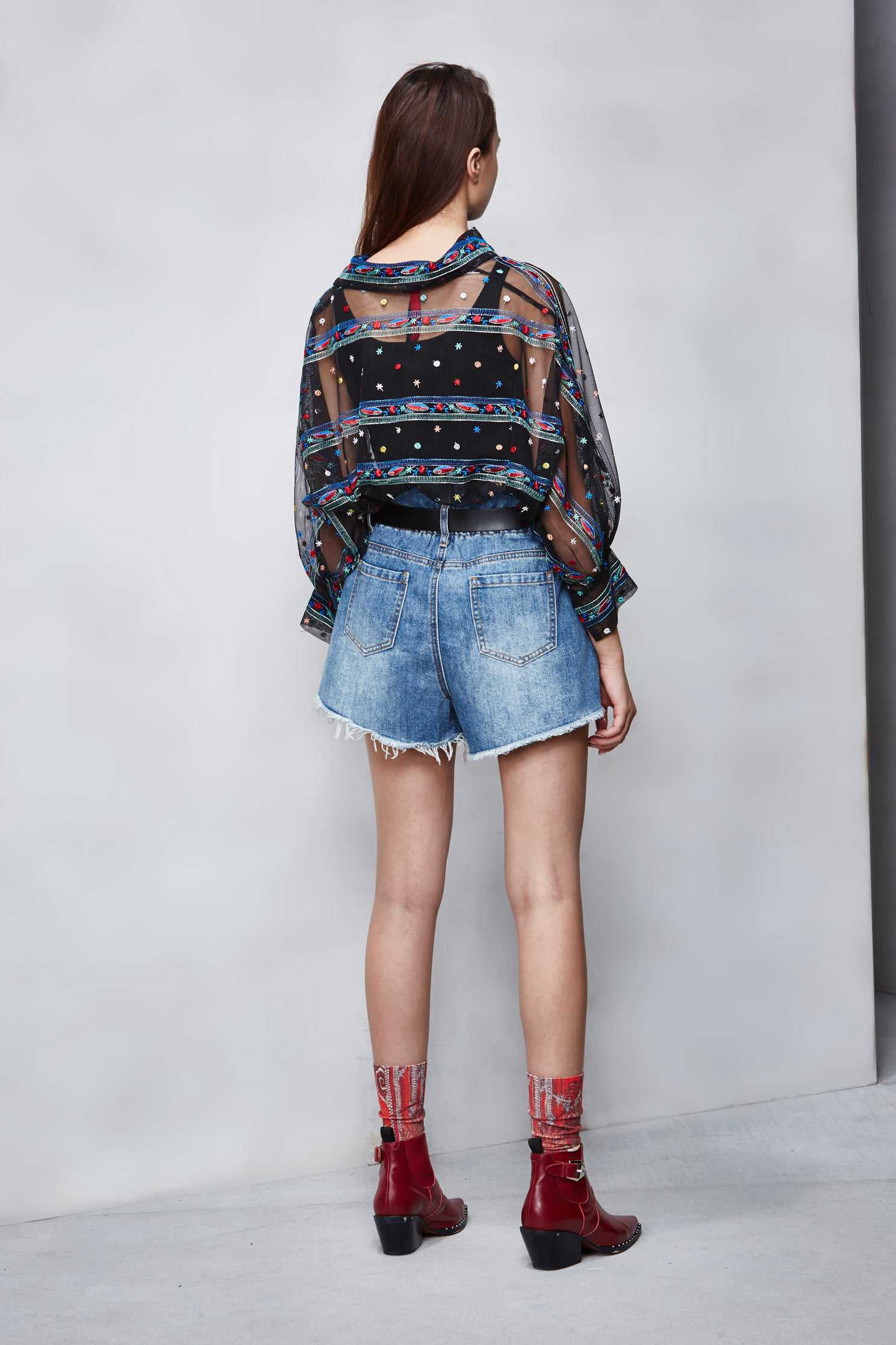 Embroidered street mesh top,Top,embroidery,刺繡上衣,Valentine,Mesh,embroidered,繡花上衣,長袖上衣