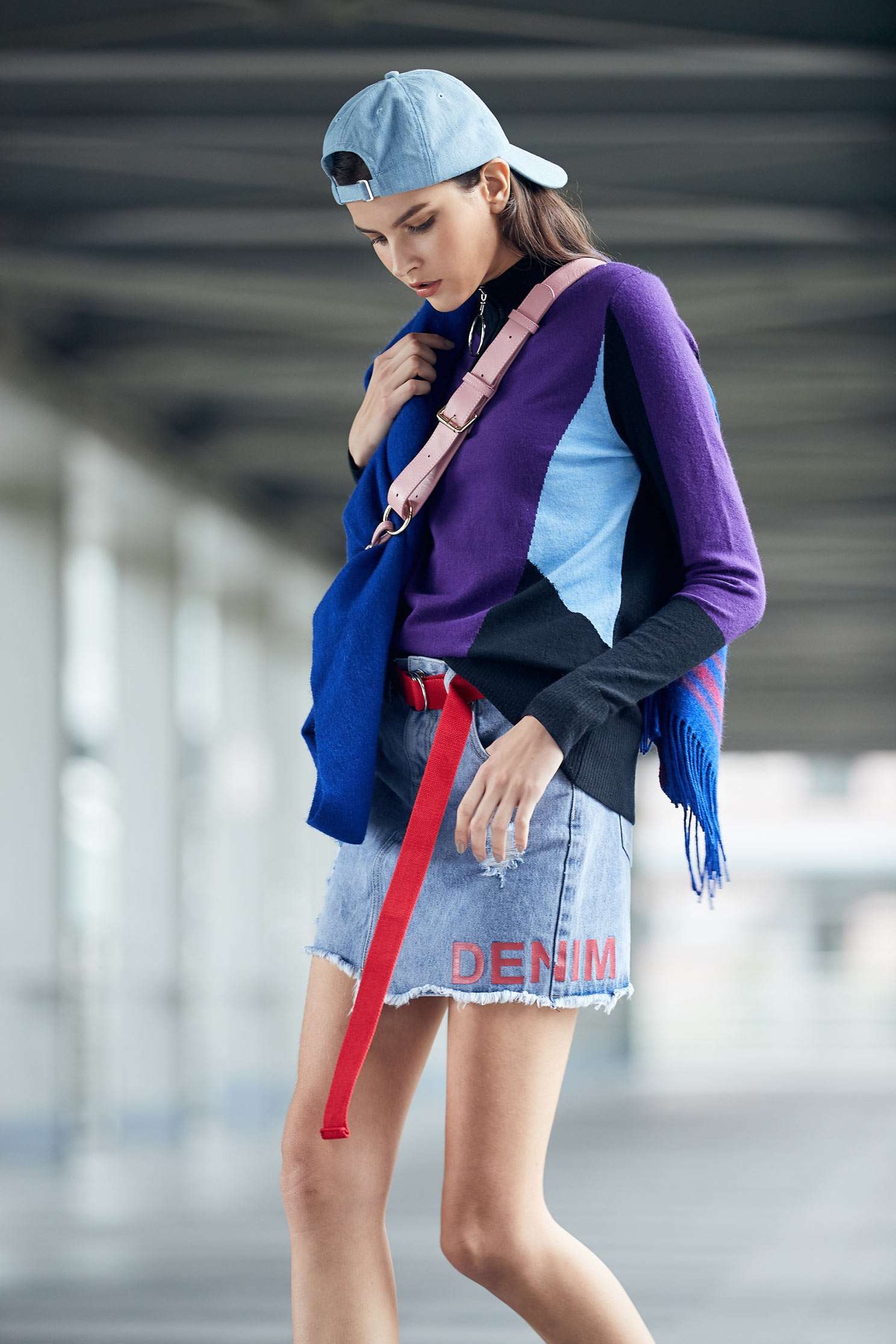 contrast color block knit sweater,top,knitting,knittedtop,knittedtop,longsleevetop