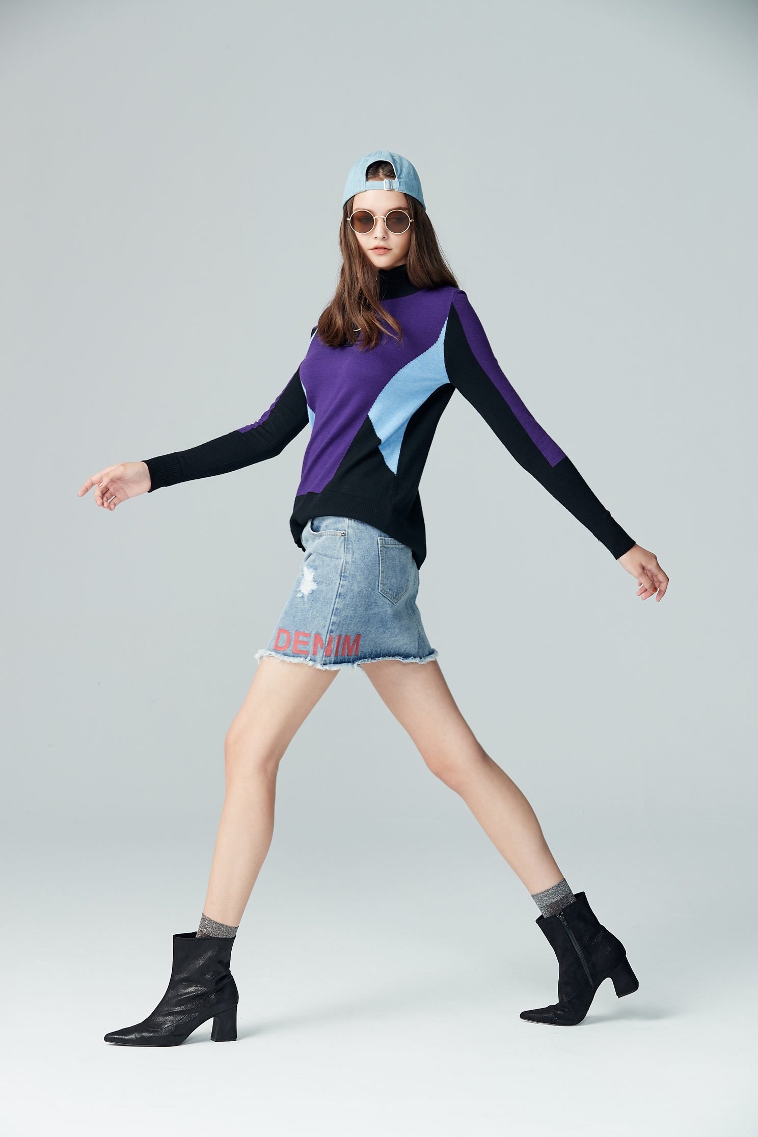 contrast color block knit sweater,top,knitting,knittedtop,knittedtop,longsleevetop