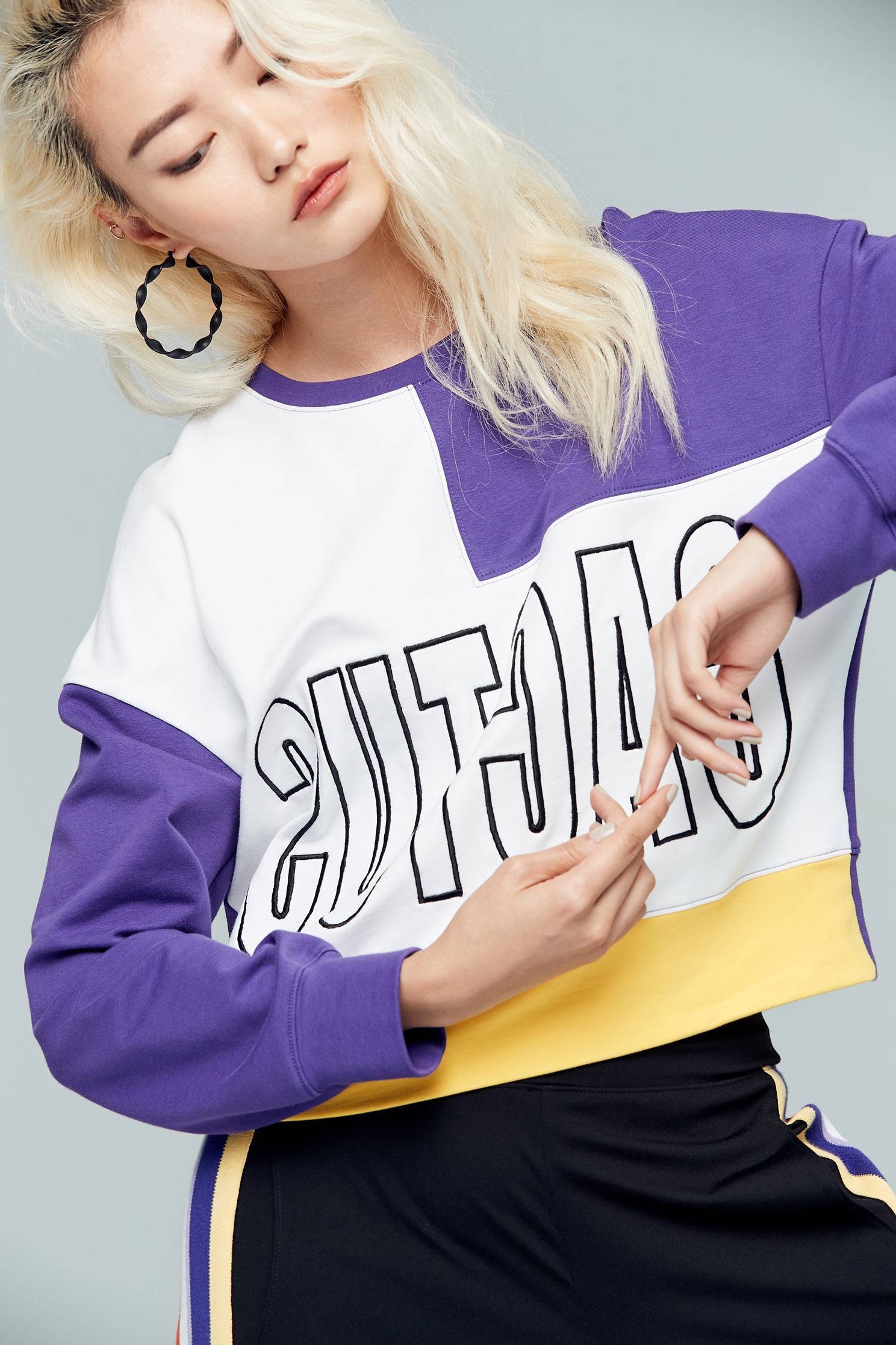 Color matching letters fashion tops,top,roundnecktop,cotton,longsleevetop