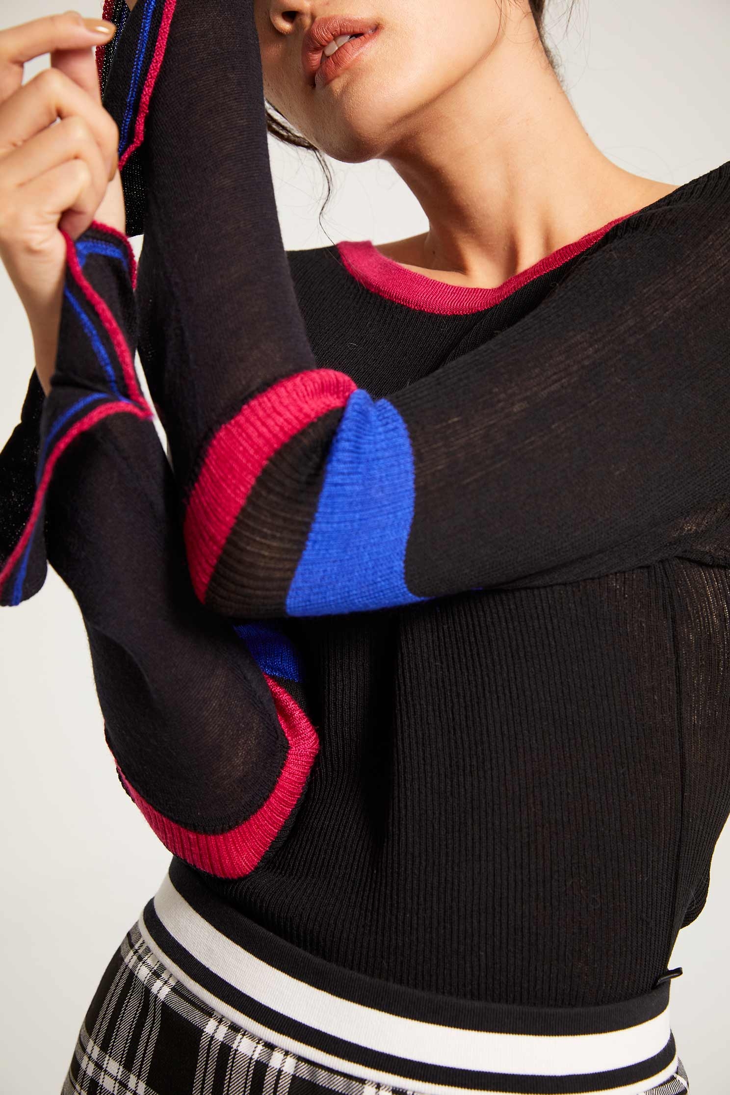 Coloring knitwear,roundnecktop,rayon,knitting,knittedtop,knittedtop,longsleevetop,blacktop
