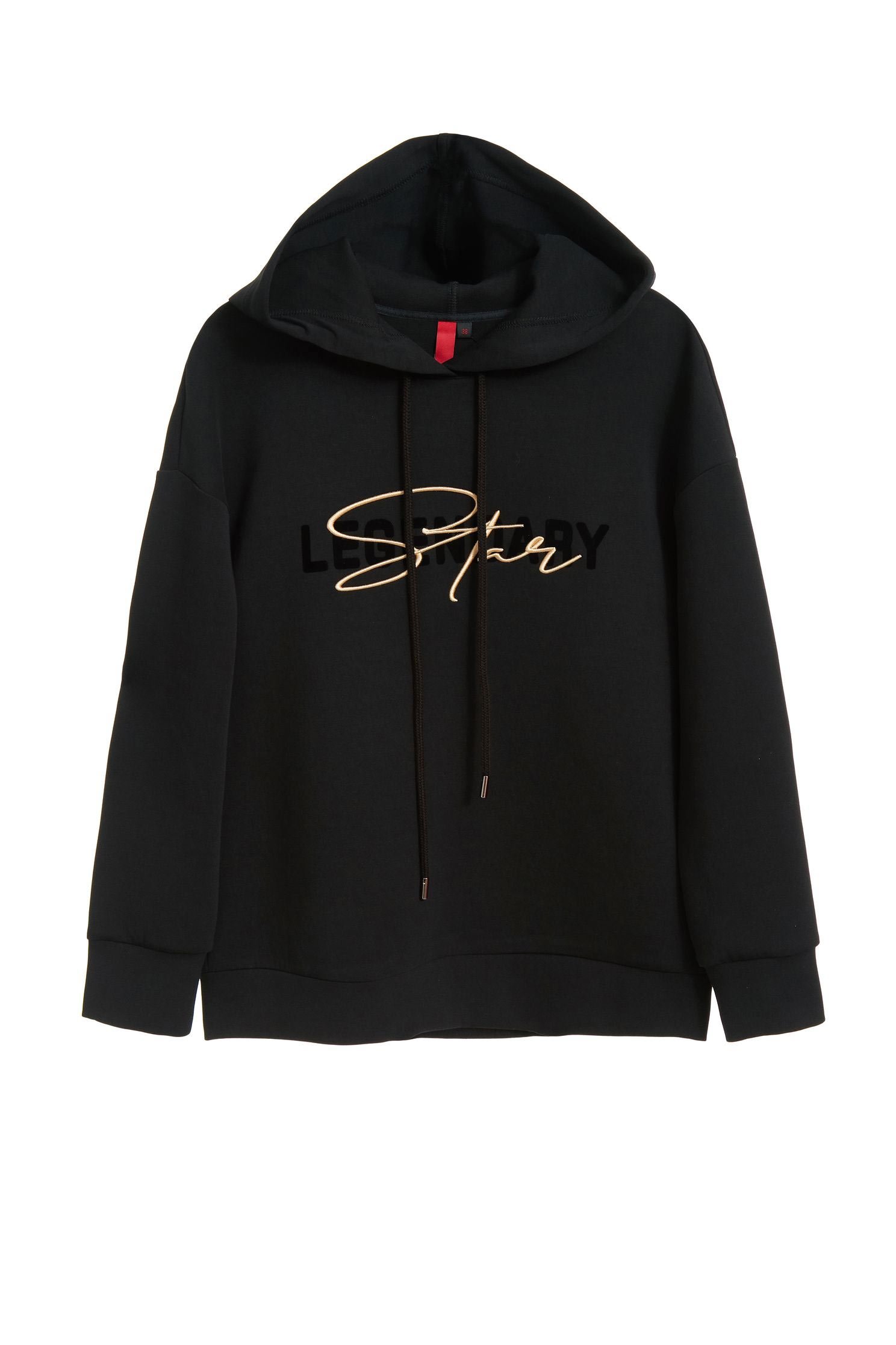 Basic embroidered hat T,embroidery,刺繡上衣,Hoodie Top,embroidered,繡花上衣,Long top,長袖上衣,黑色上衣