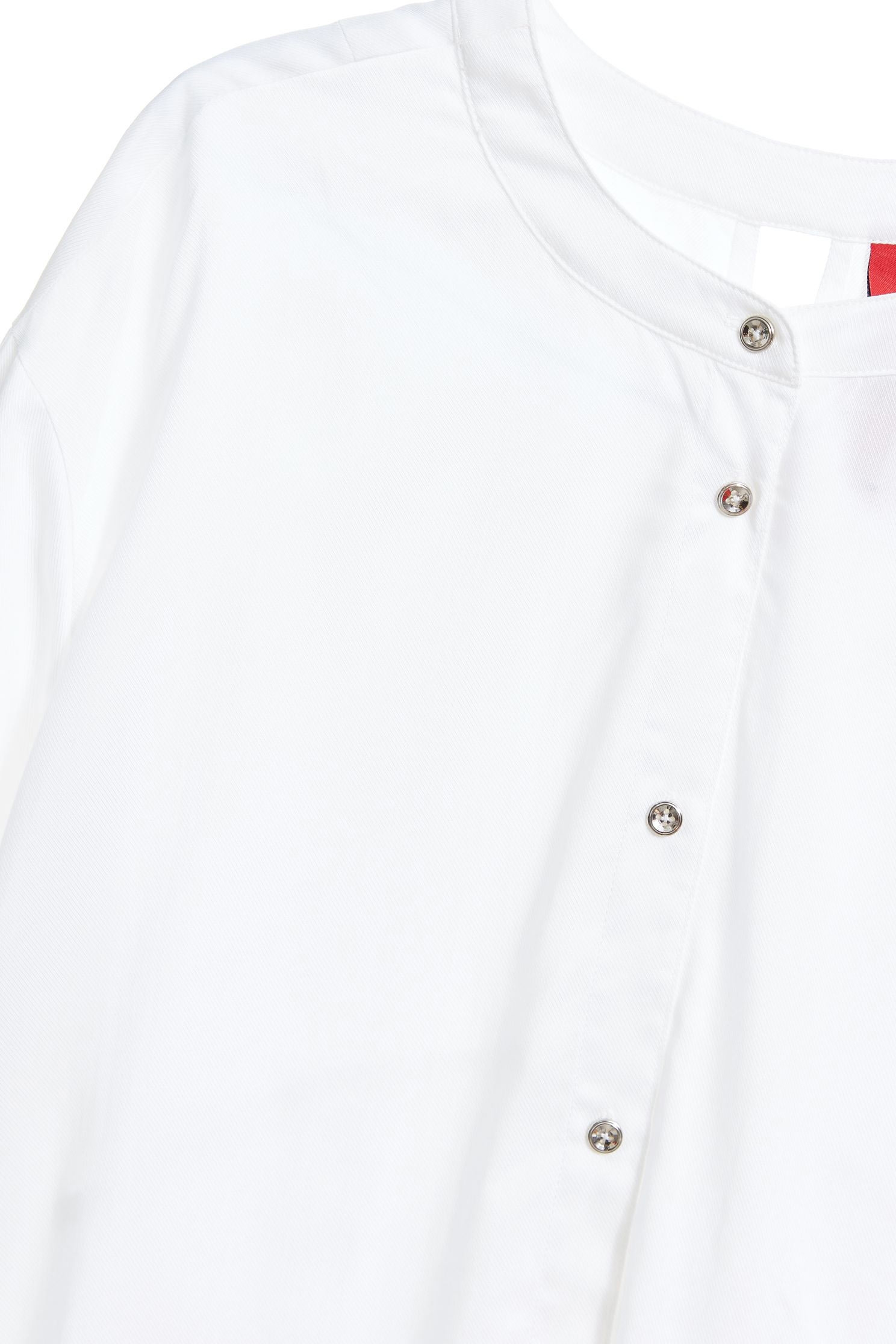 Flowing round-necked shirt,圓領上衣,白色上衣,Blouse,Long top,Long shirt,長袖上衣