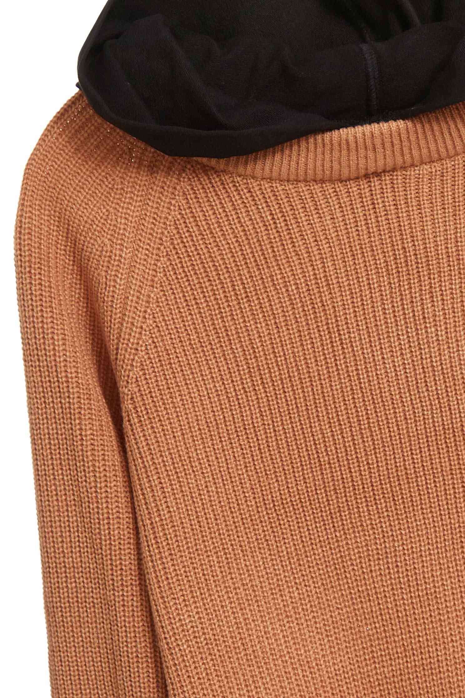 Hooded color knitwear,knitting,Knitted top,Knitted Top,長袖上衣