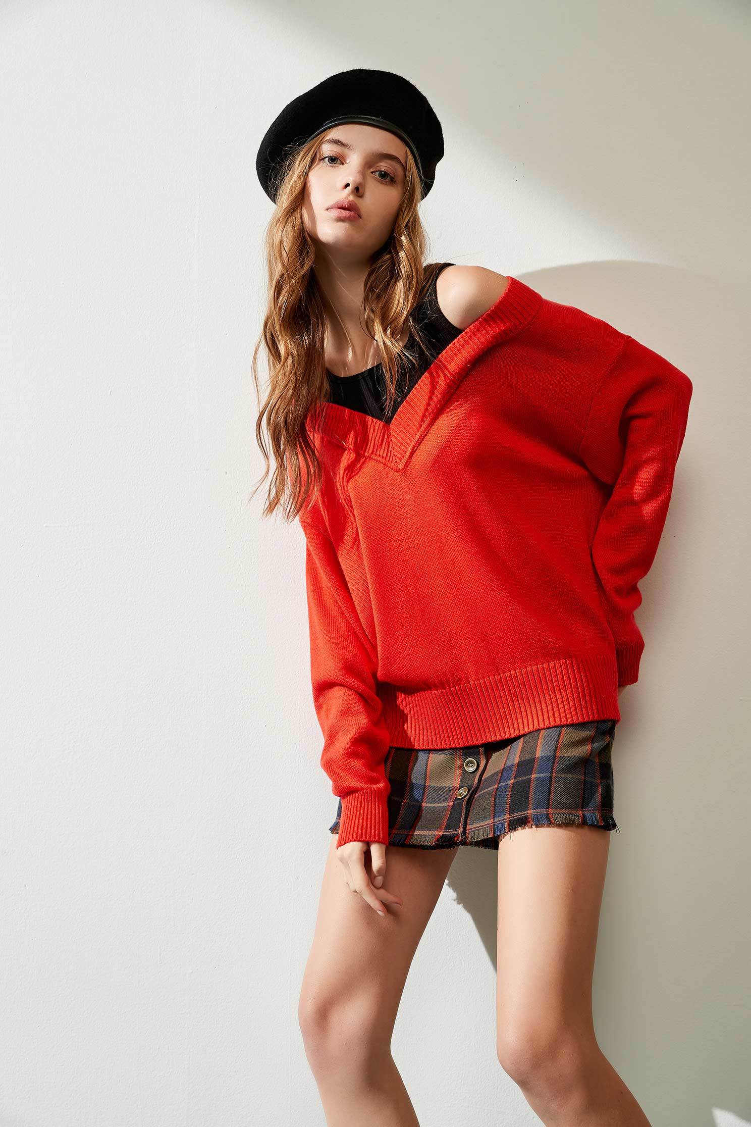 COMBINED KNIT SWEATER,shouldercuttop,knitting,knittedtop,knittedtop,longsleevetop