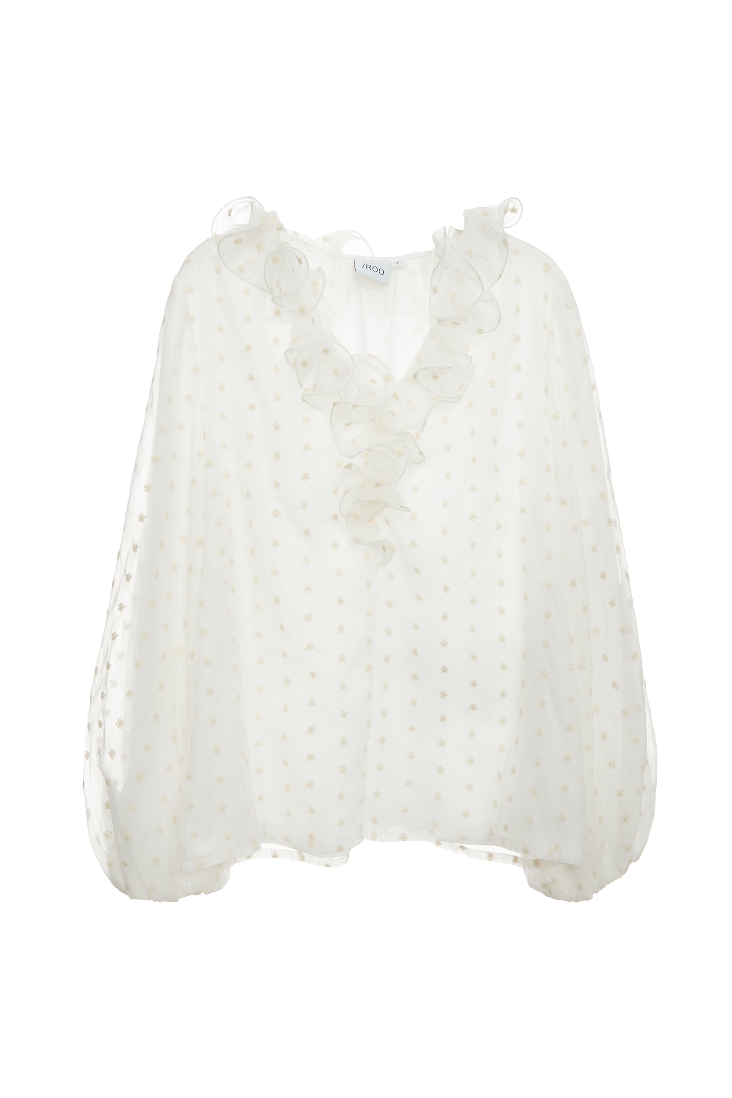 超凡粉點點刺繡上衣超凡粉點點刺繡上衣,V領上衣,上衣,人氣商品,刺繡,春夏穿搭,約會特輯,繡花上衣,荷葉,透膚上衣,雪紡