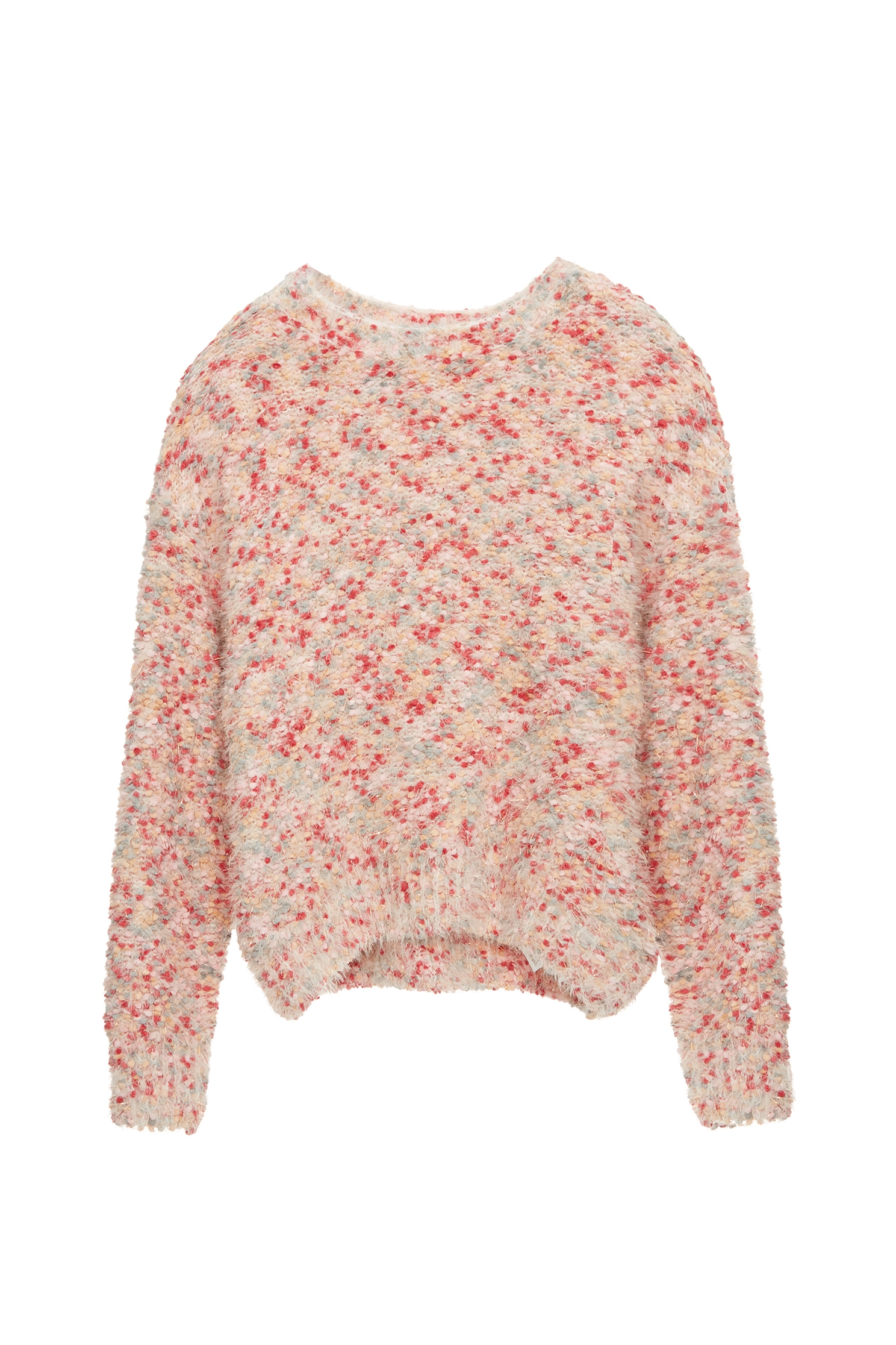 玫瑰花蕾色偽花呢紗針織上衣玫瑰花蕾色偽花呢紗針織上衣,上衣,人氣商品,春夏穿搭,約會特輯,針織,針織衫