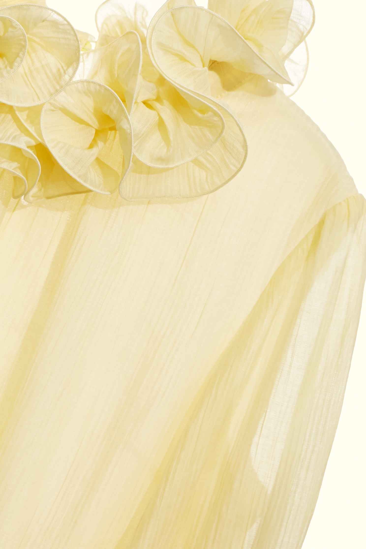 明黃色褶皺感荷葉領上衣明黃色褶皺感荷葉領上衣,上班OL穿搭,上衣,派對特輯,秋冬穿搭,約會特輯,荷葉