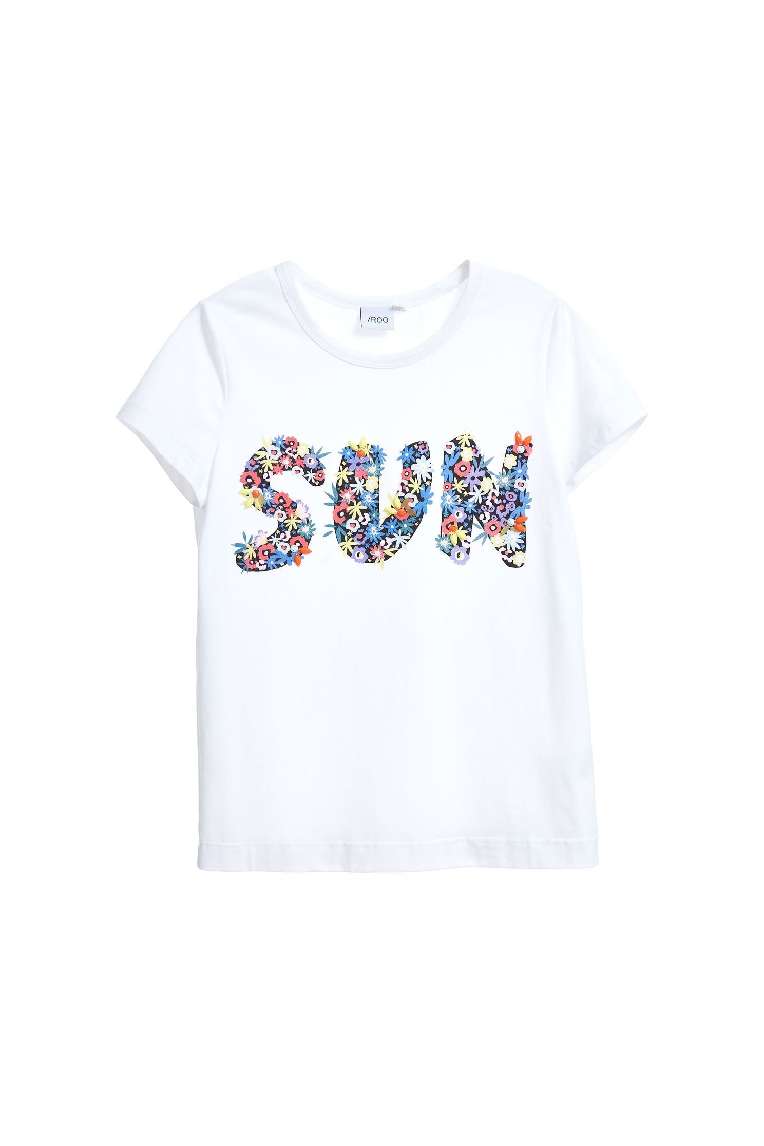Flower word popular cotton T-shirt,T-Shirt,T恤,圓領上衣,白色上衣,短袖上衣,Cotton