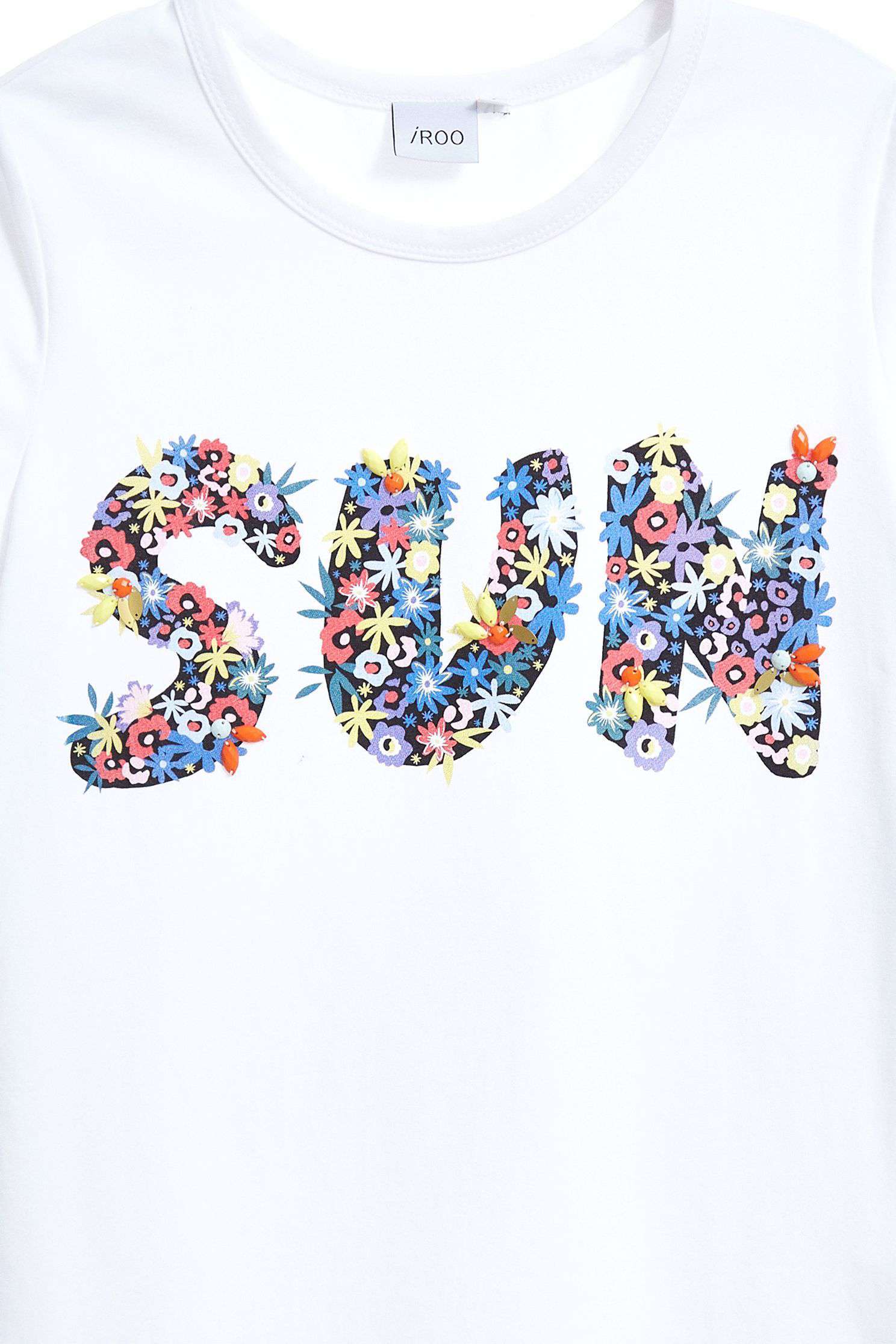 Flower word popular cotton T-shirt,T-Shirt,T恤,圓領上衣,白色上衣,短袖上衣,Cotton