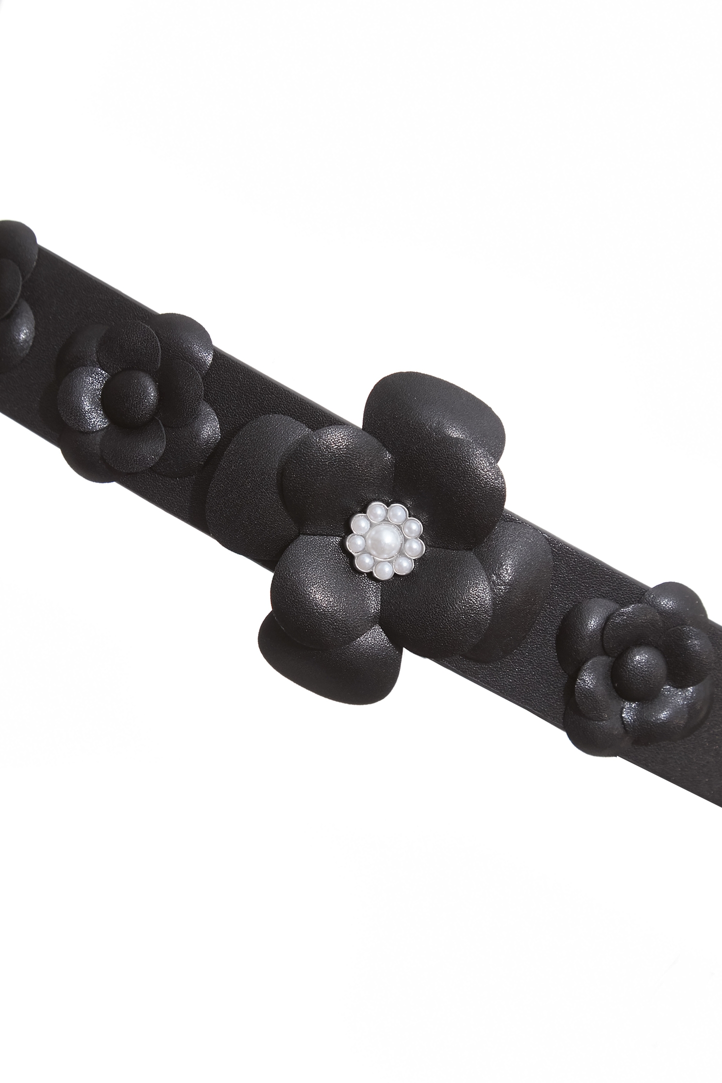 立體花朵牛皮彈性腰帶立體花朵牛皮彈性腰帶,春夏穿搭,珍珠,皮帶,皮革