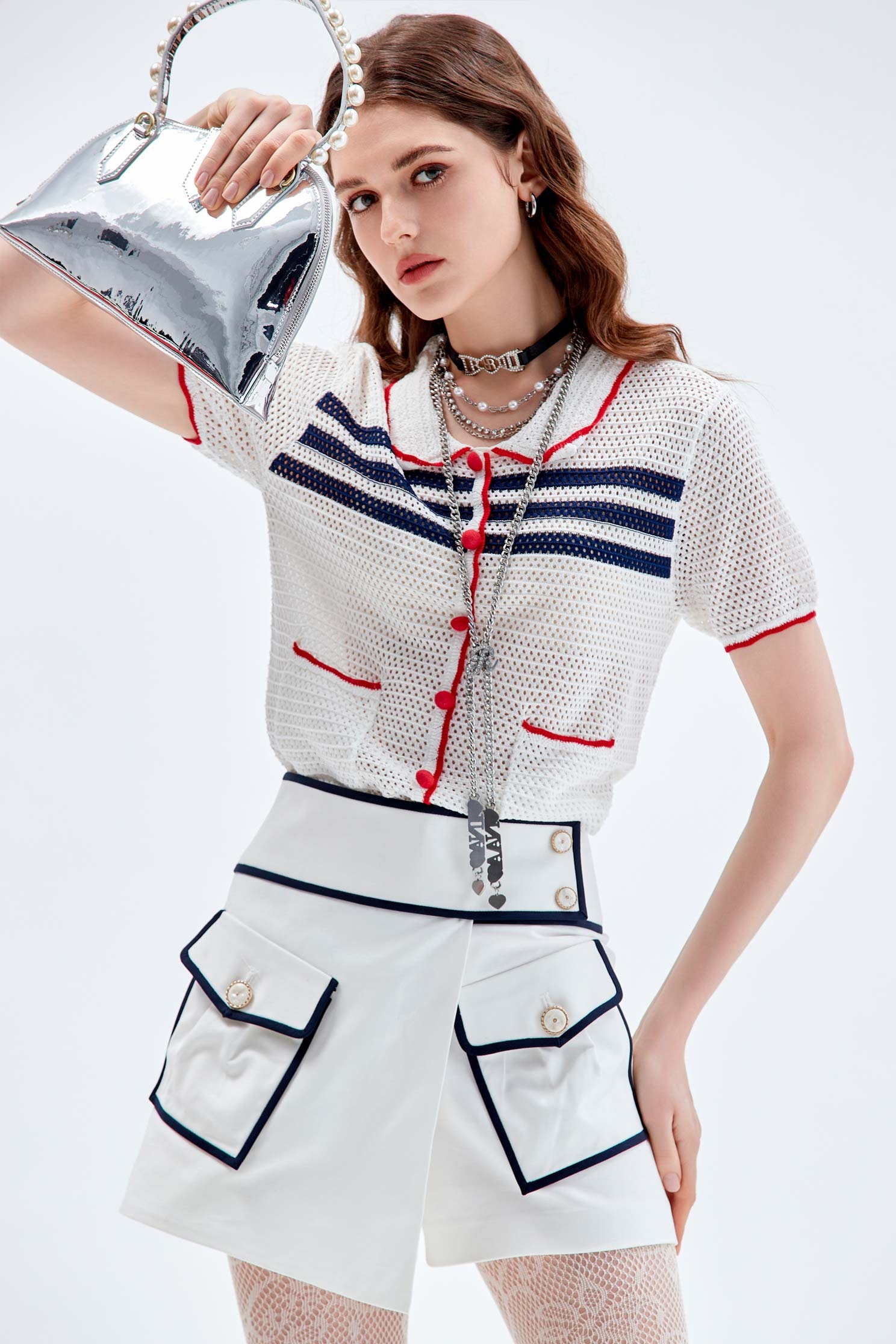 鏡面手提包鏡面手提包,珍珠,皮革,秋冬穿搭