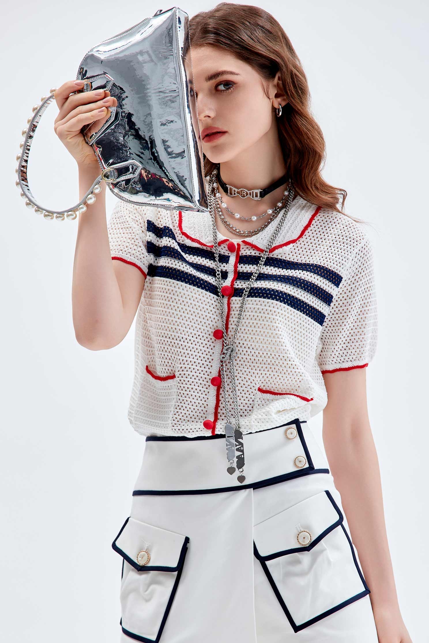 鏡面手提包鏡面手提包,珍珠,皮革,秋冬穿搭