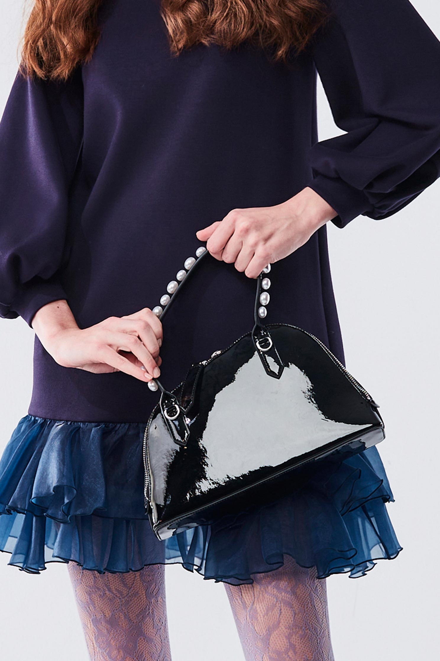 鏡面手提包鏡面手提包,珍珠,皮革,秋冬穿搭