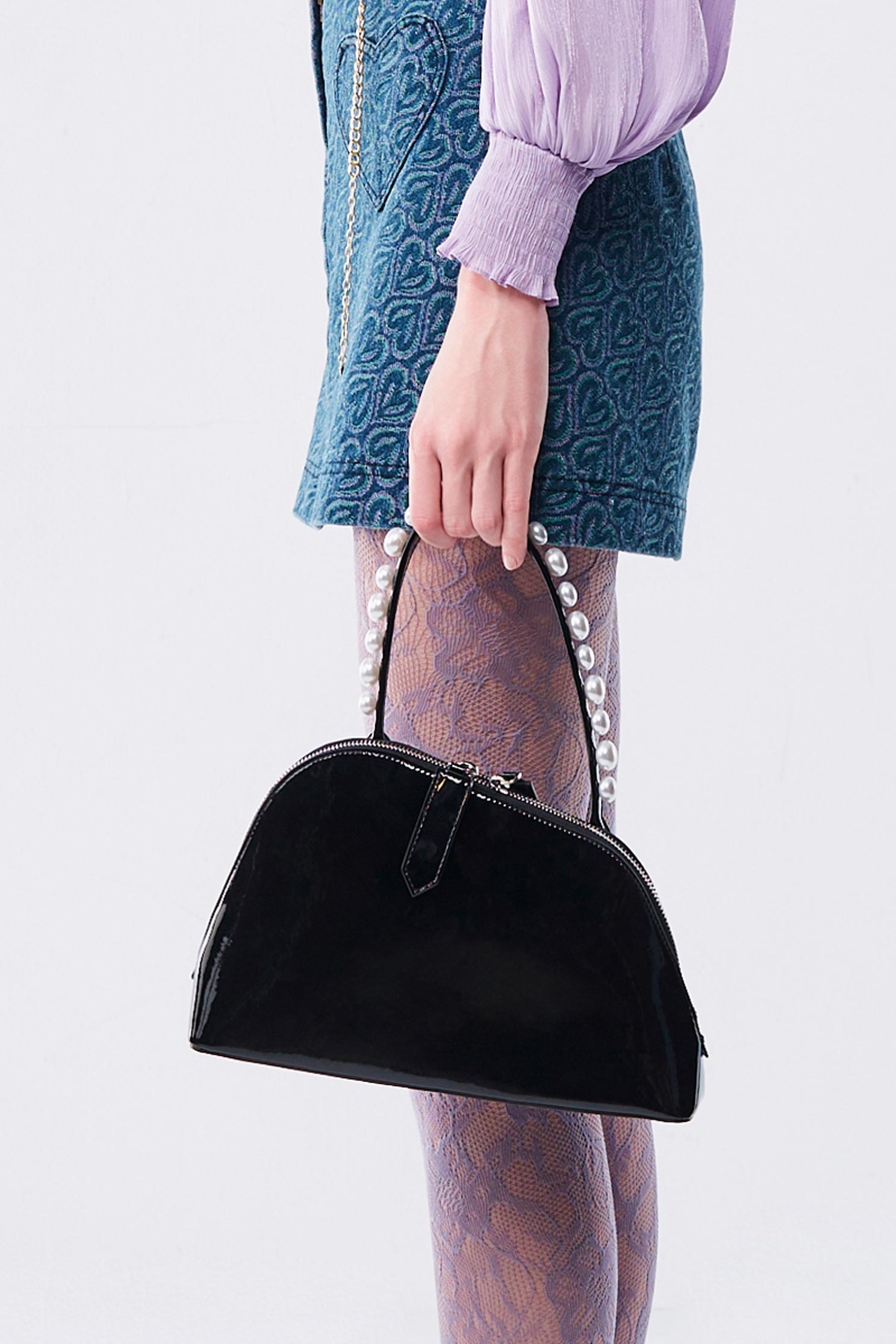 鏡面手提包鏡面手提包,珍珠,皮革,秋冬穿搭